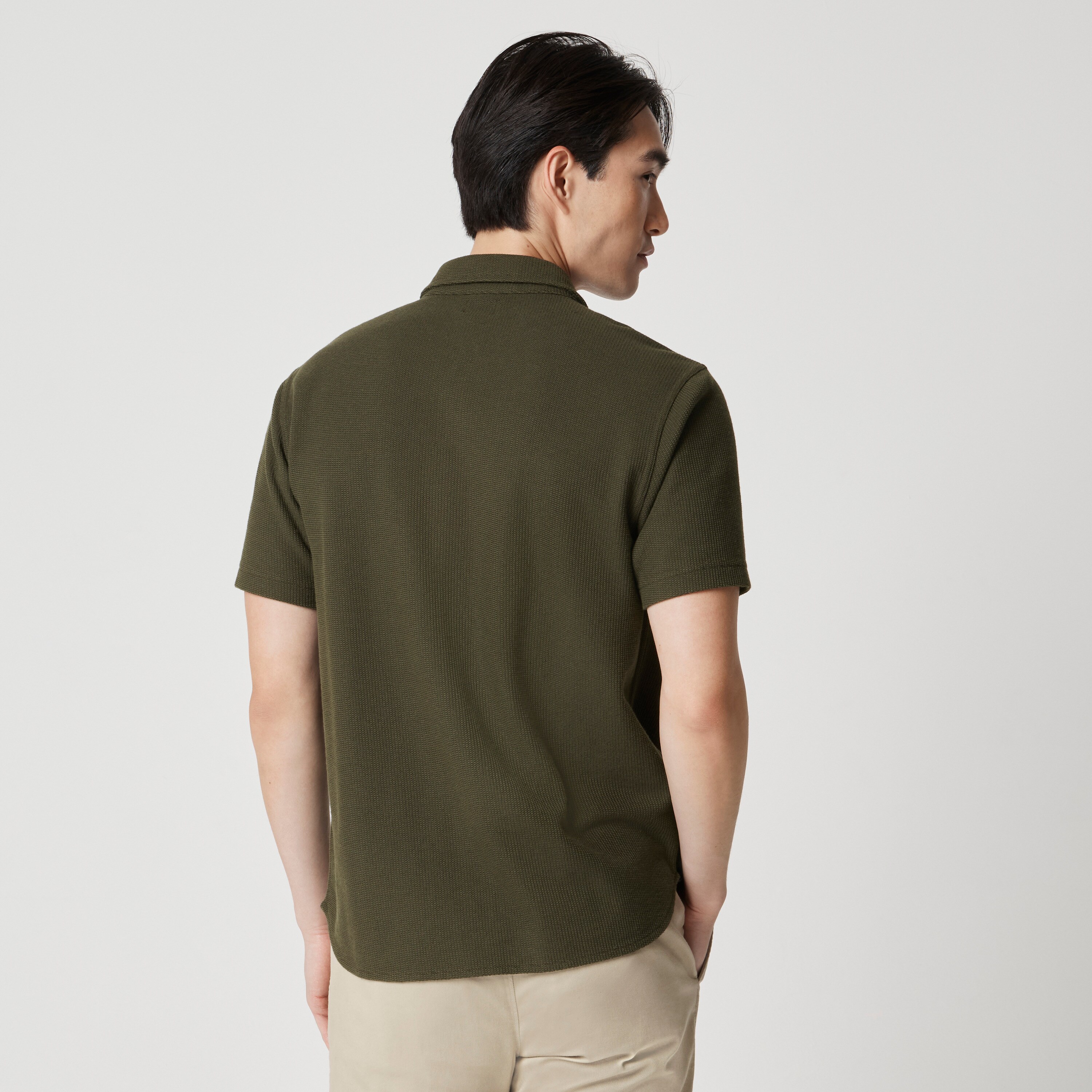 Short-sleeve textured knit shirt