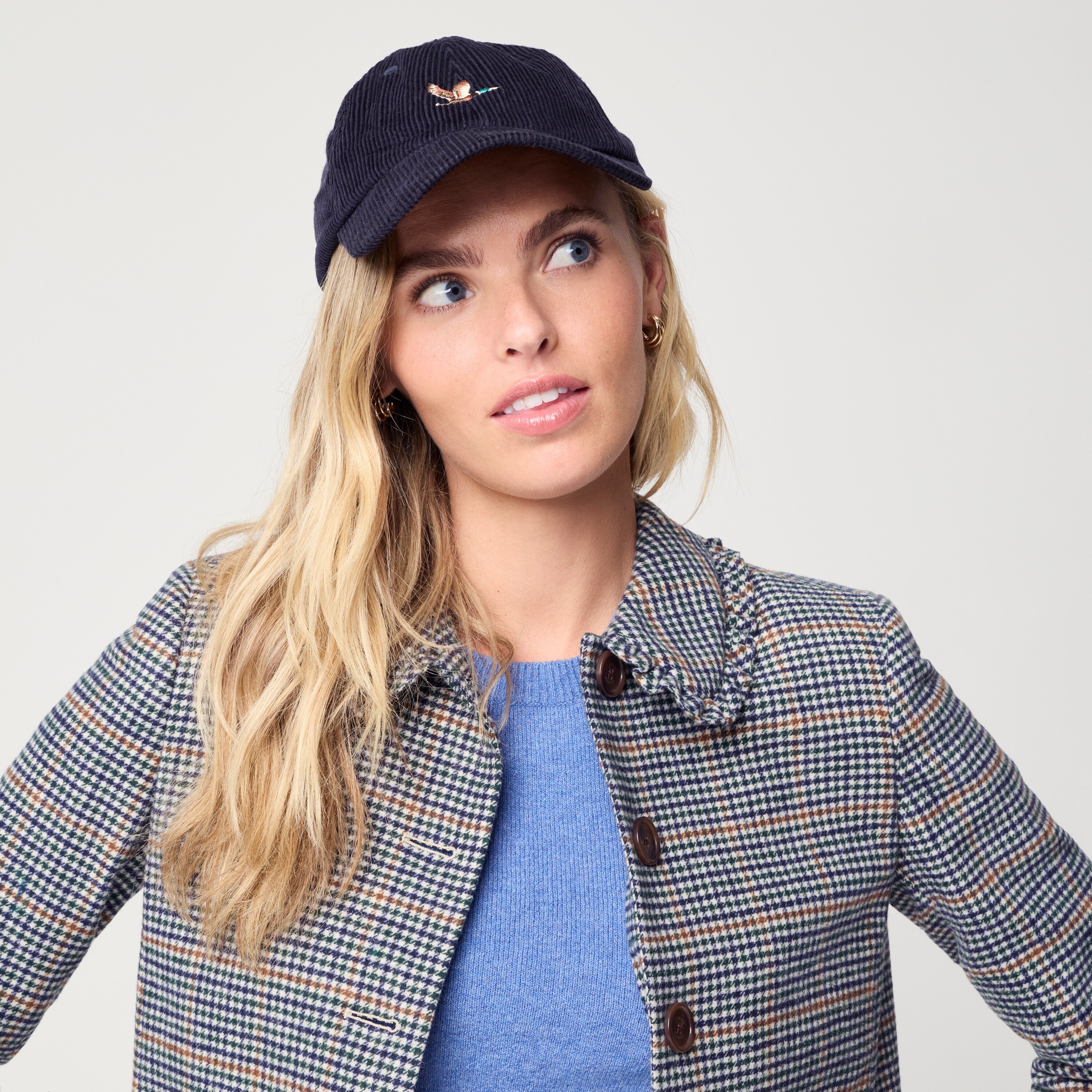 Plaid ruffle-collar cropped jacket