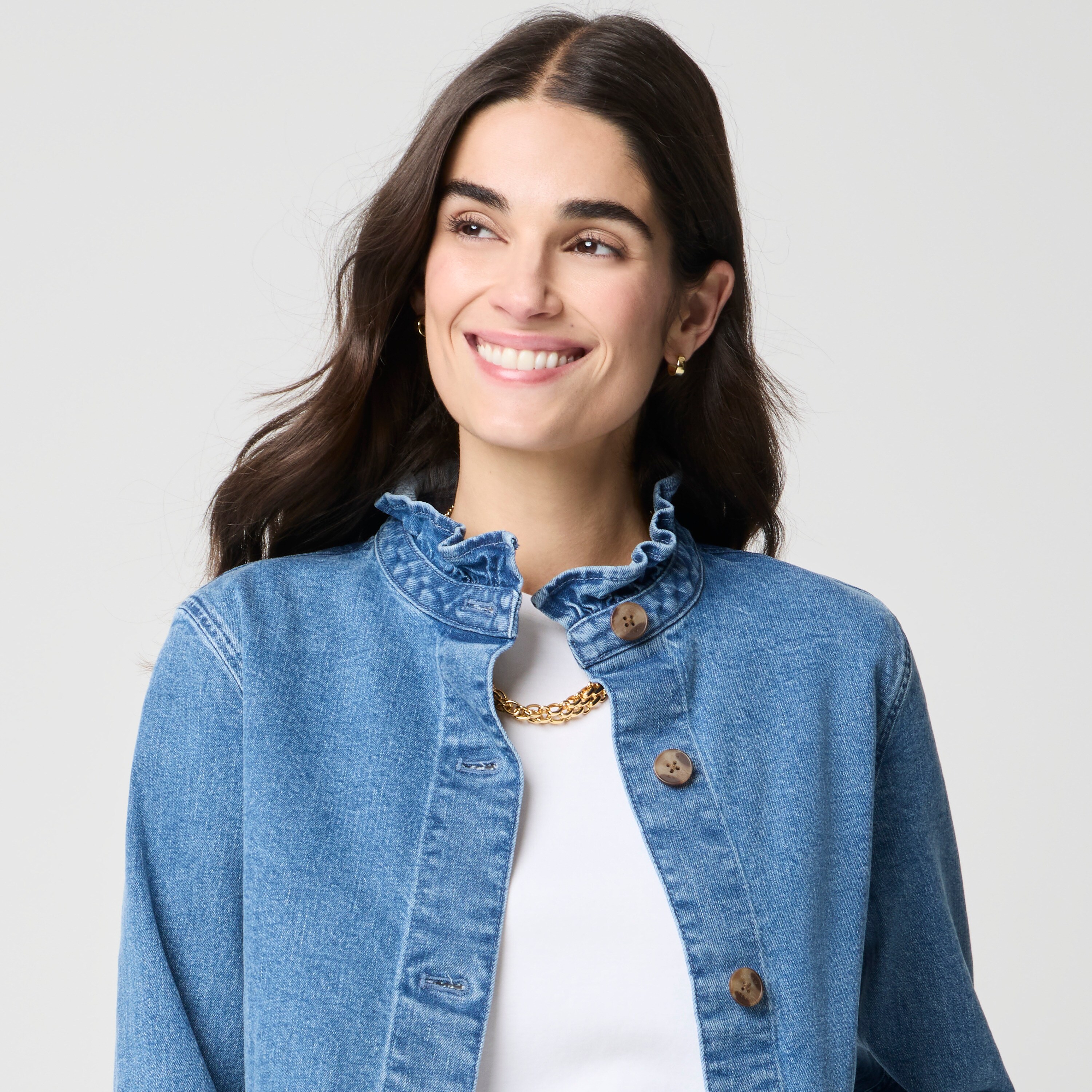 Denim Ruffle-collar Field Jacket For Women | Factory