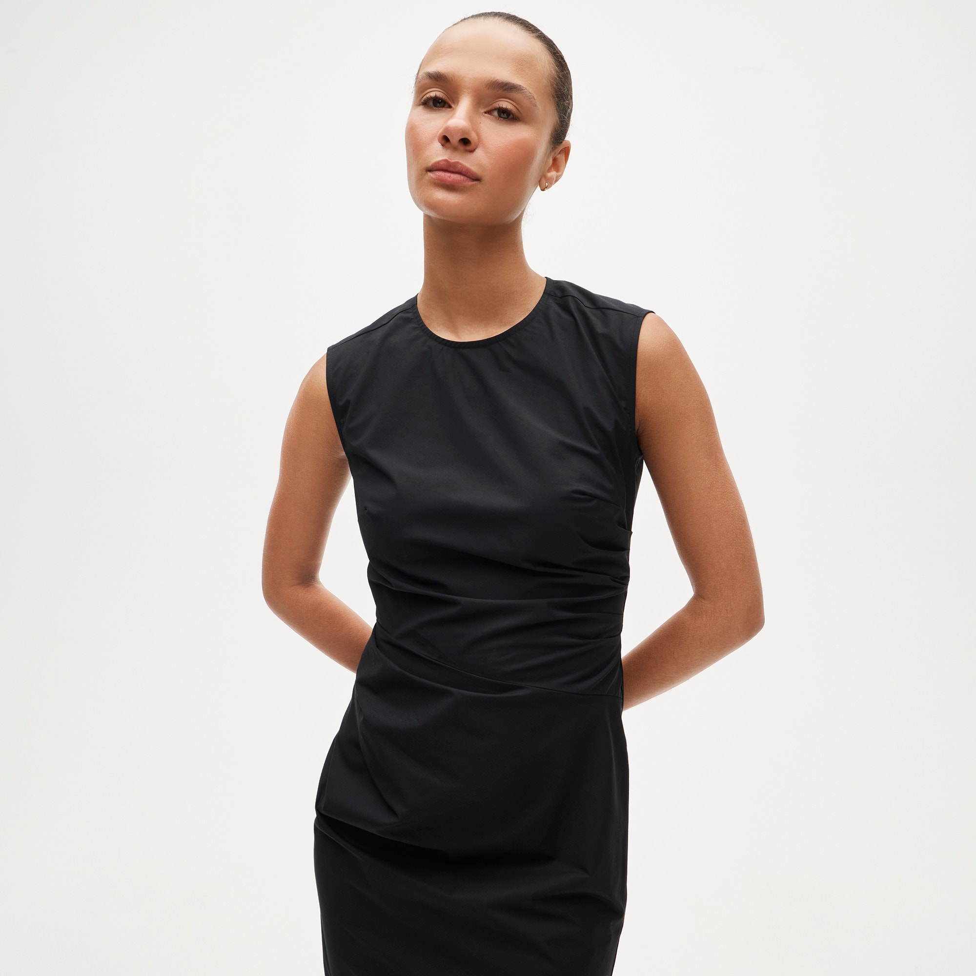 Ruched midi dress in stretch cotton-blend poplin - image 3