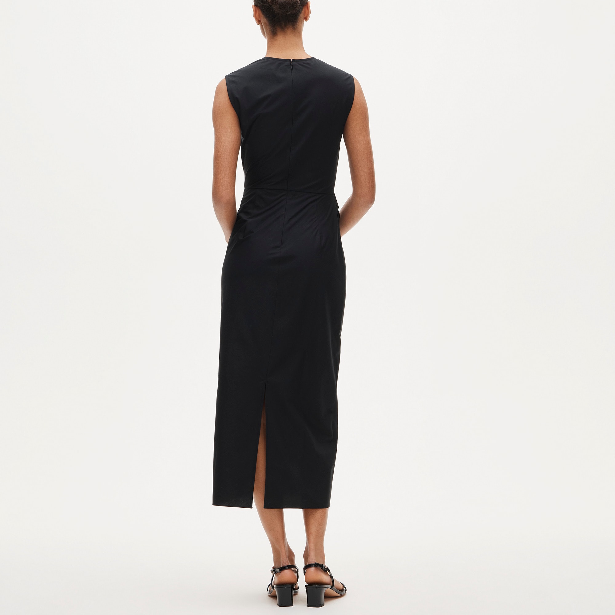 Ruched midi dress in stretch cotton-blend poplin - image 4