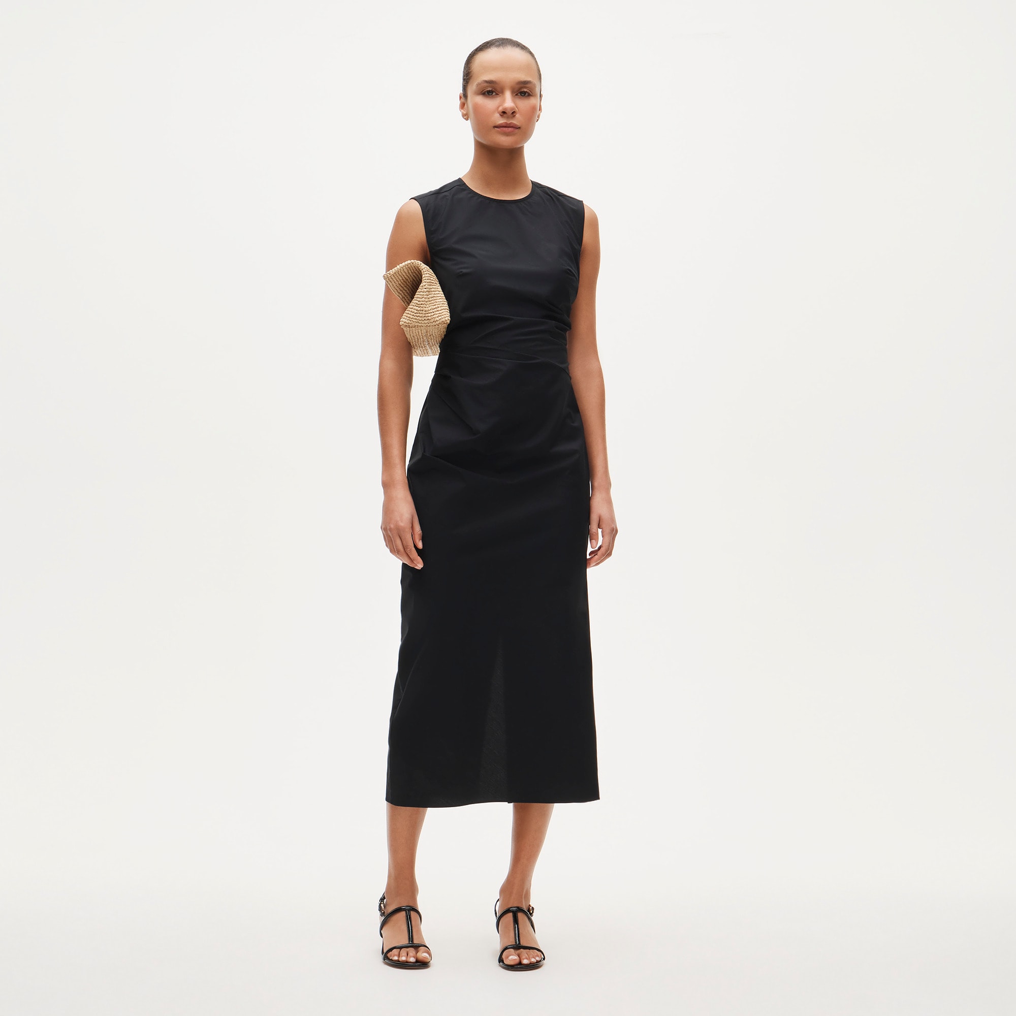 Ruched midi dress in stretch cotton-blend poplin - image 2