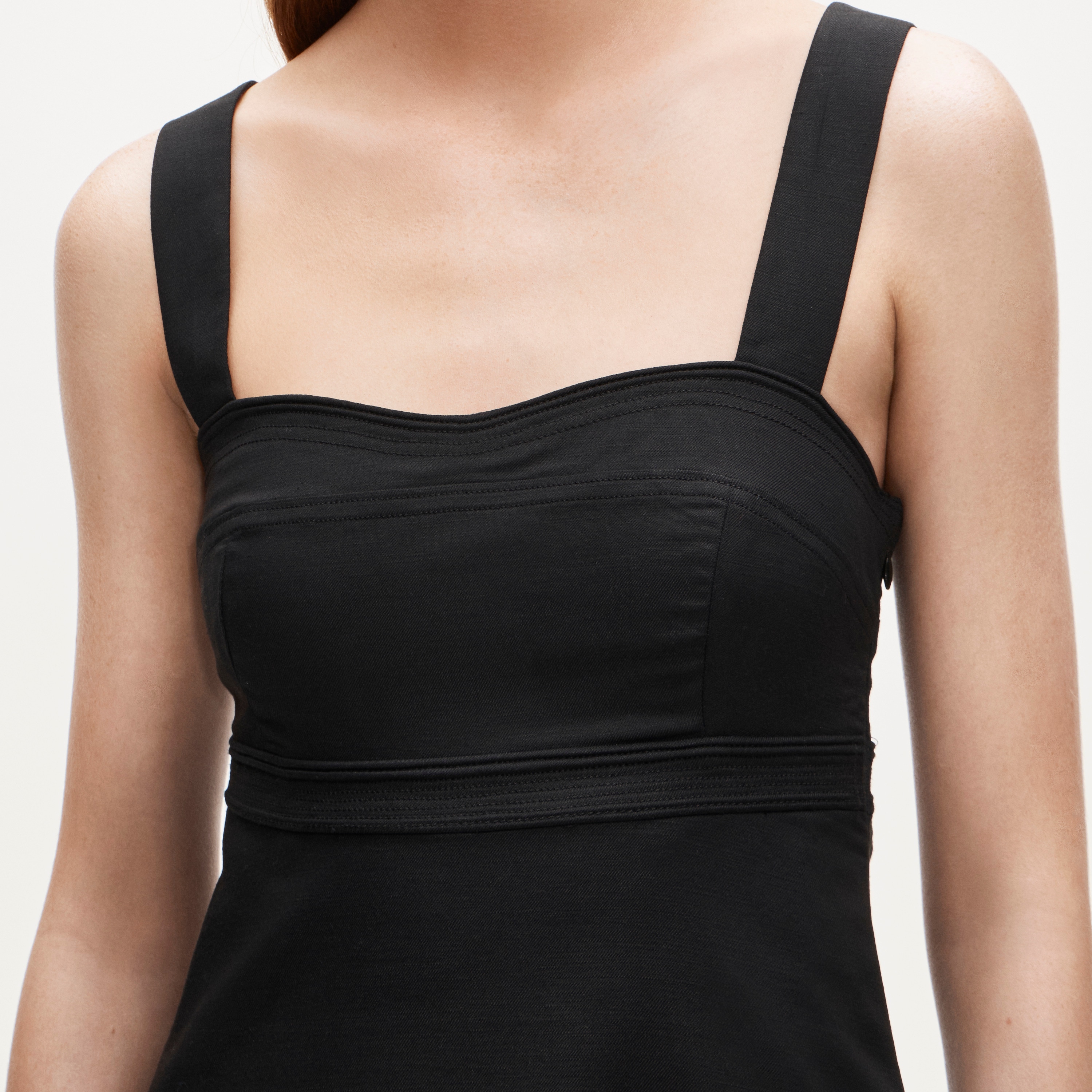 petite black empire waist dress Regency Inspired Shirred Bodice Empire Waist Mini Dress in Black
