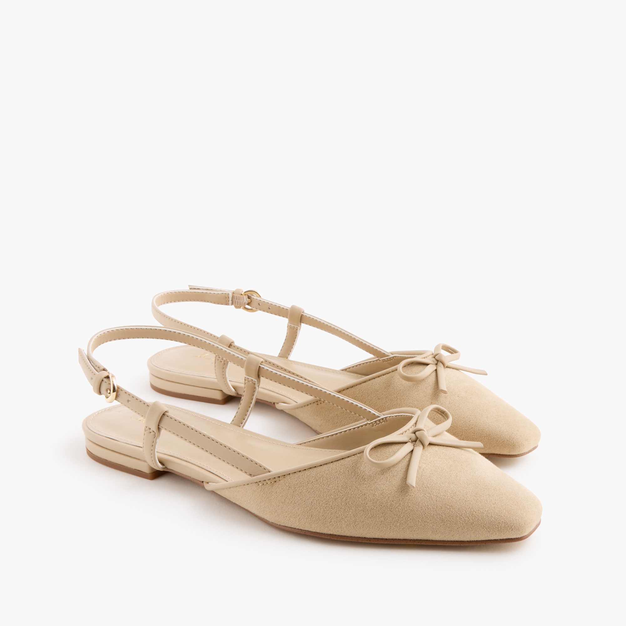 Sueded bow slingback flats