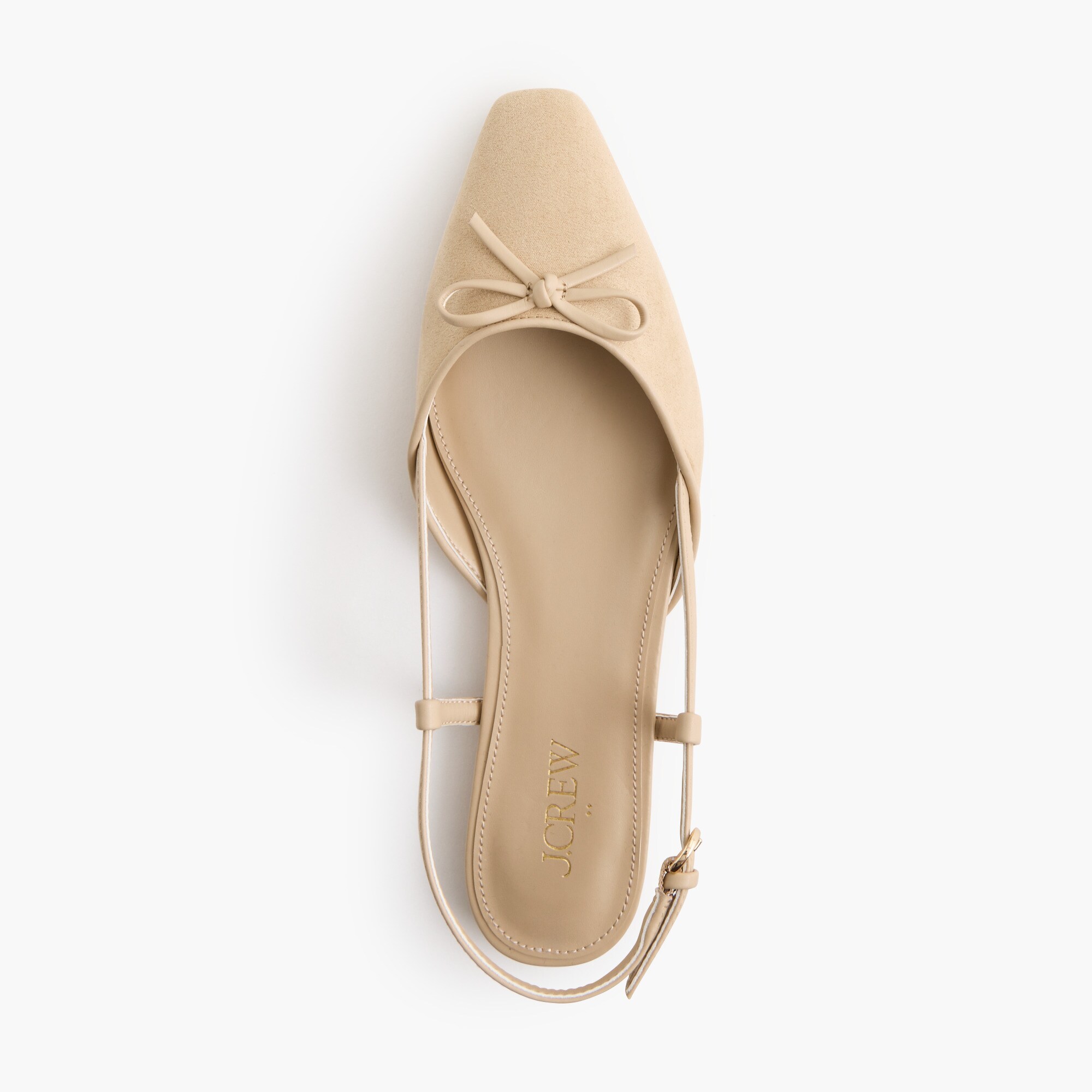 Sueded bow slingback flats