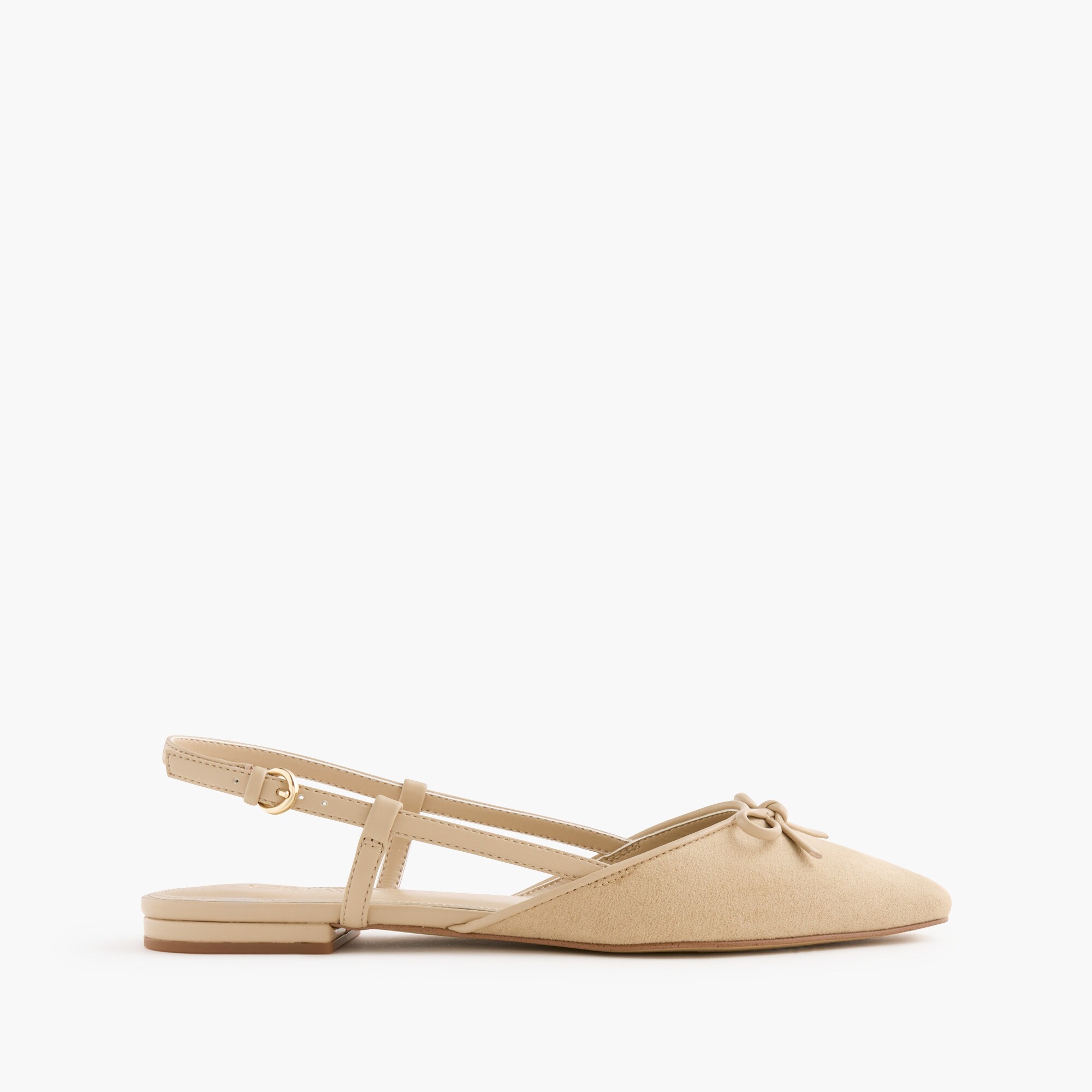 Sueded bow slingback flats