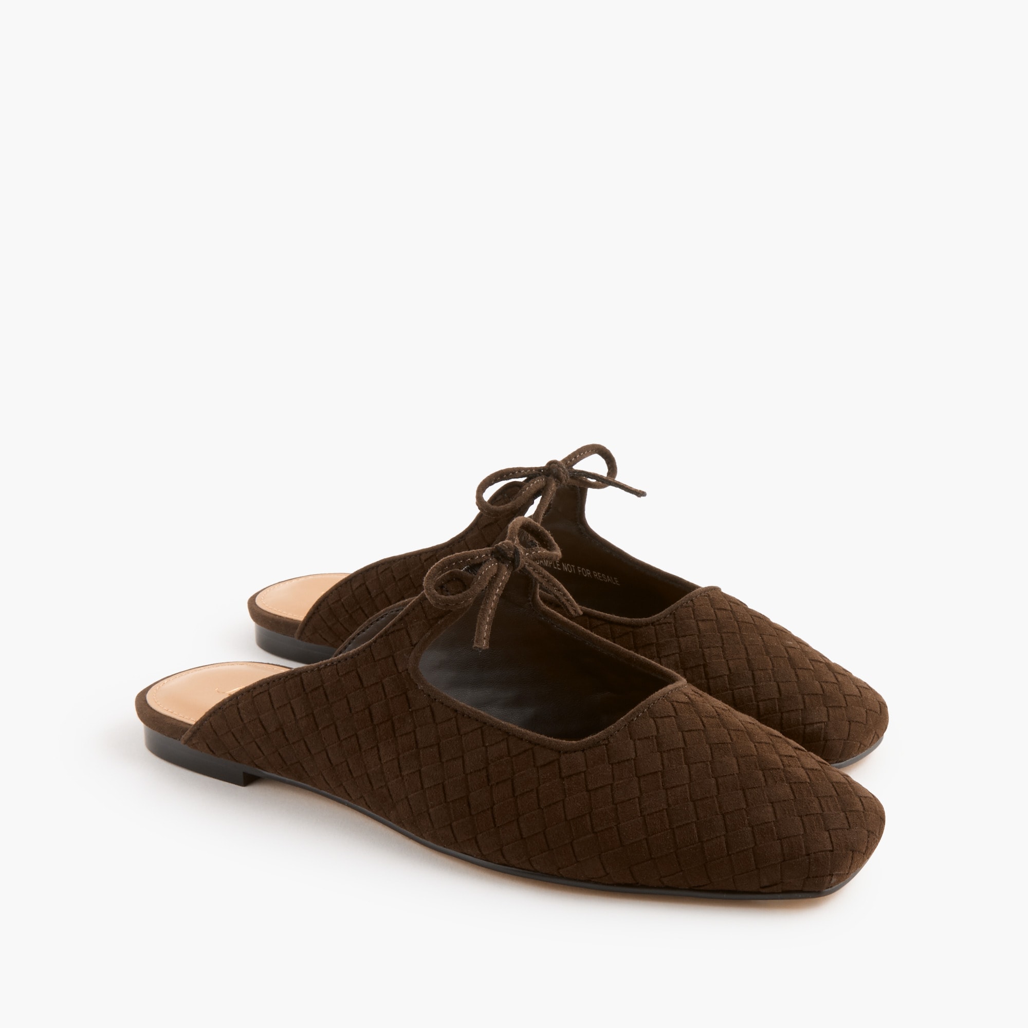 Sueded woven tie mules