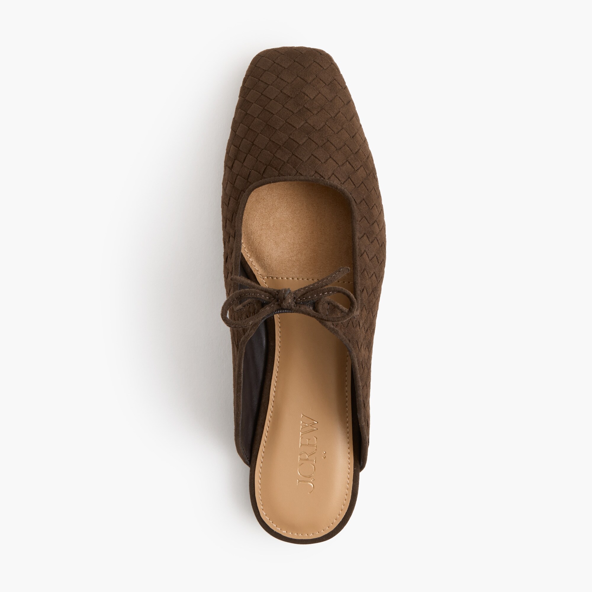 Sueded woven tie mules