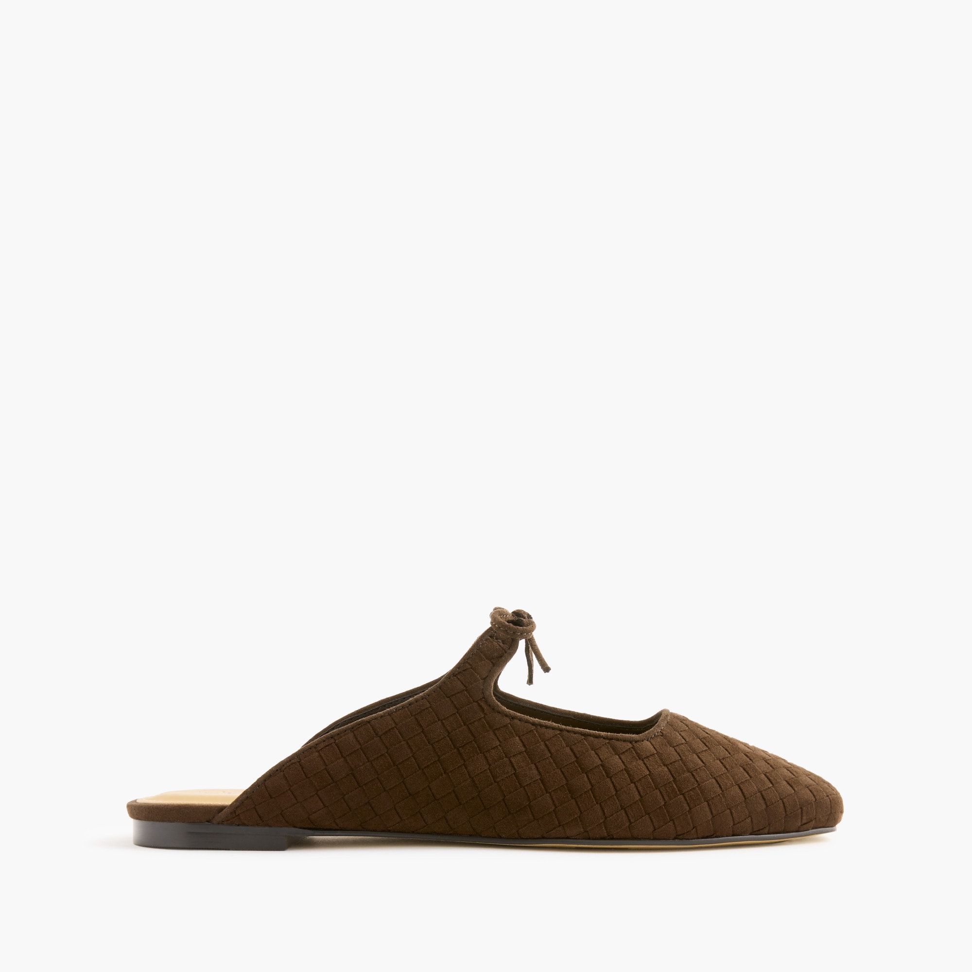 Sueded woven tie mules