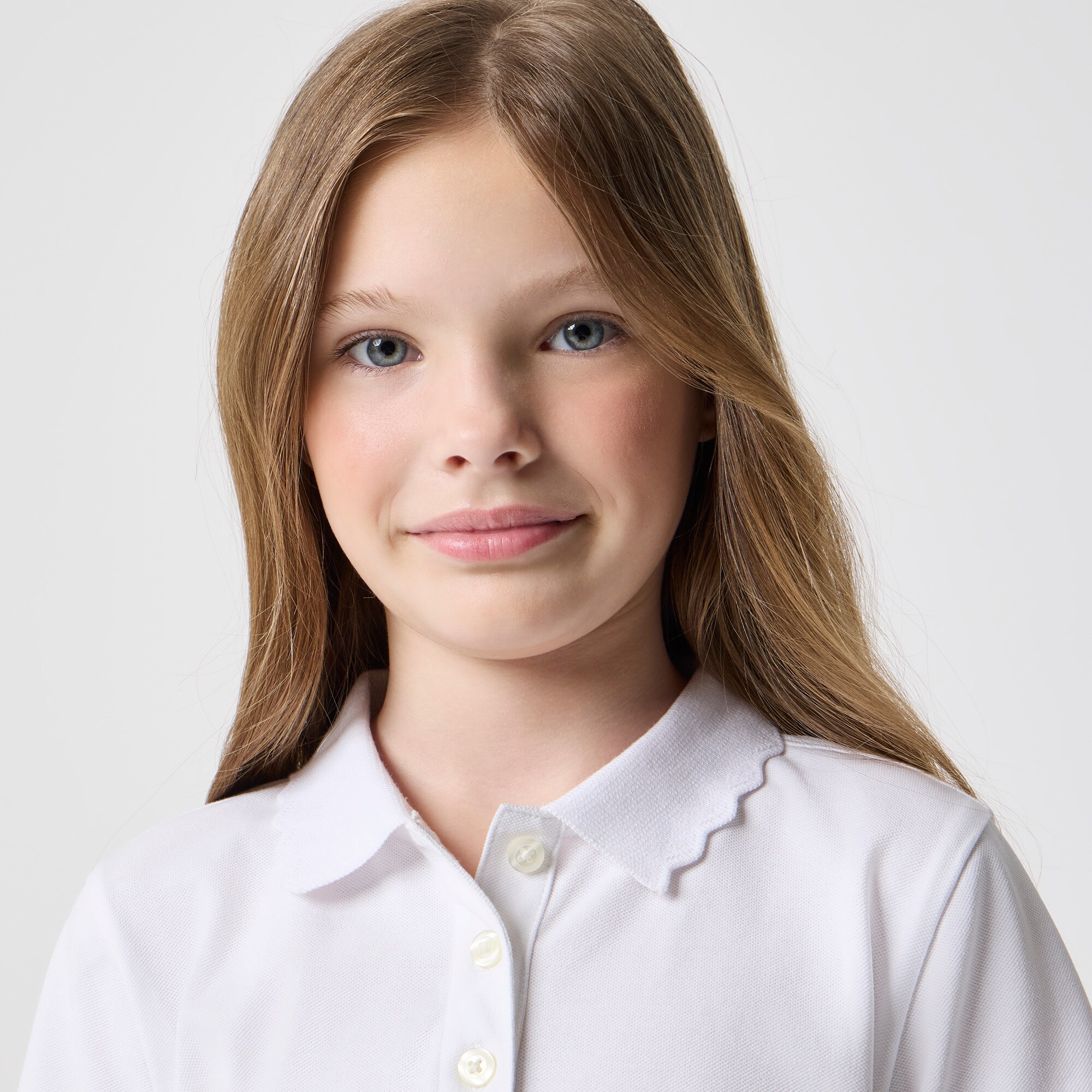 Girls' Scallop-collar Polo Shirt For Girls | Factory