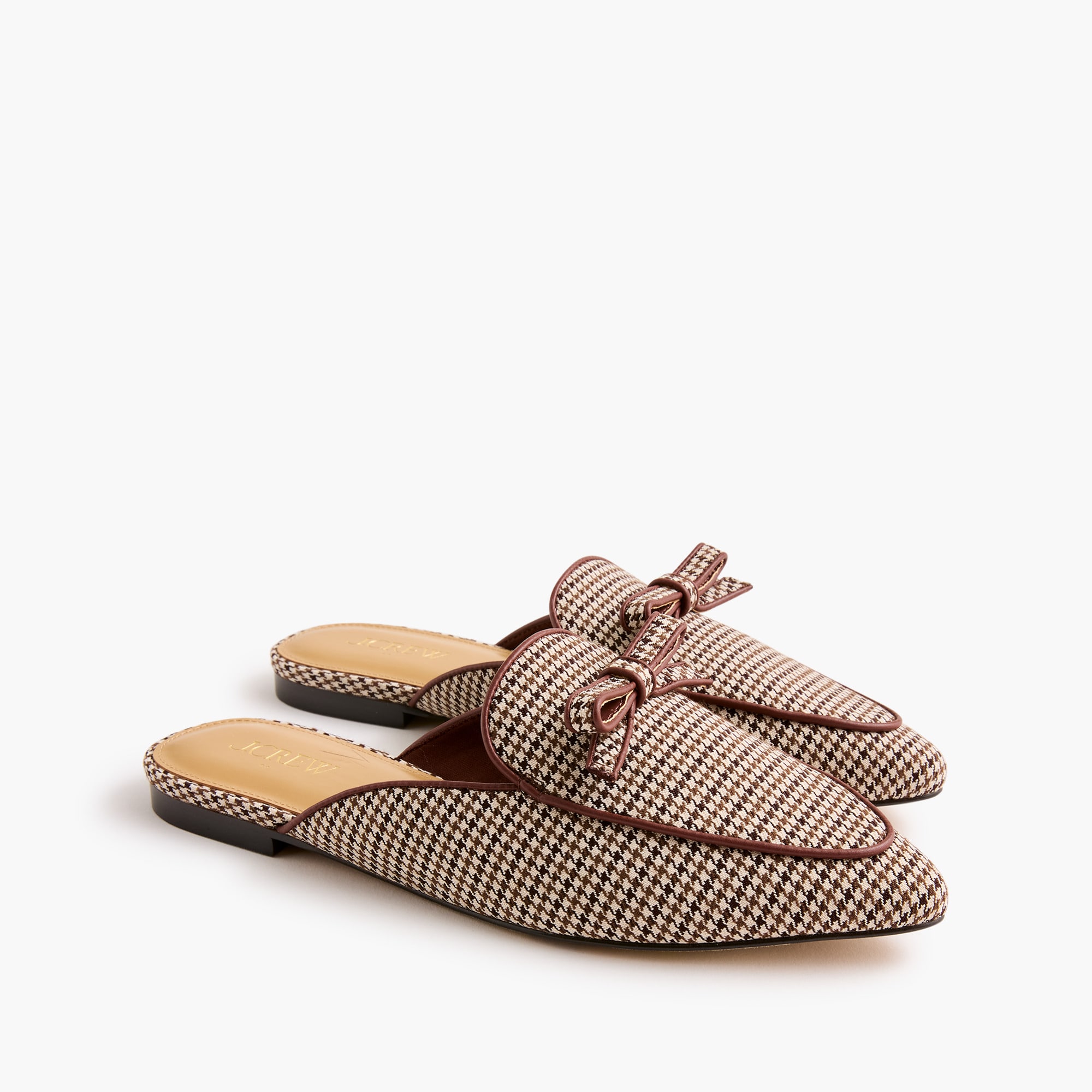 Plaid bow mules
