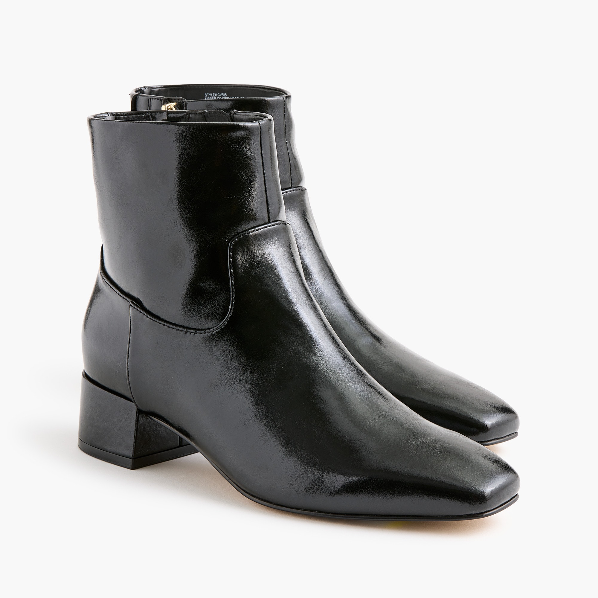 Square-toe leather ankle booties