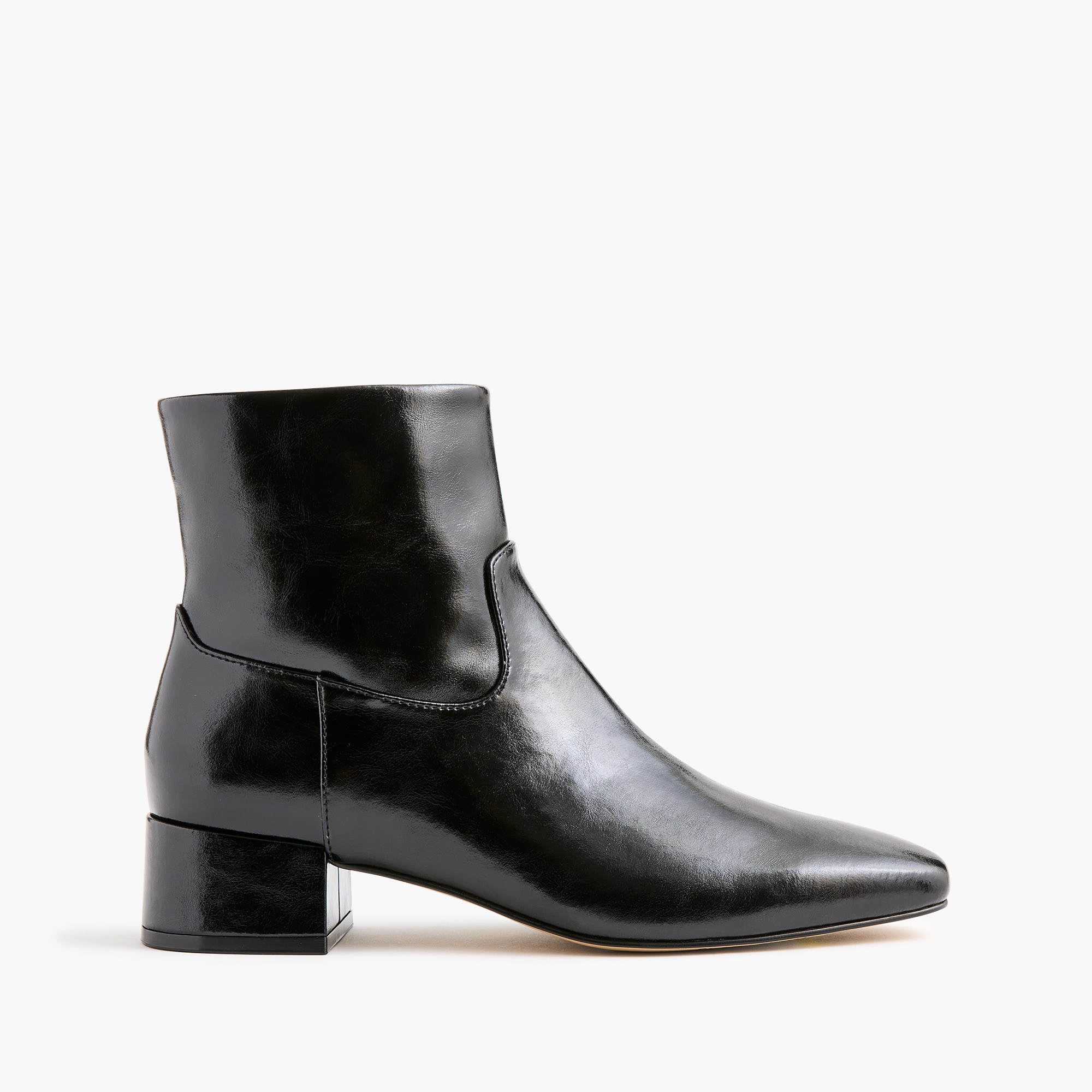 Square-toe leather ankle booties