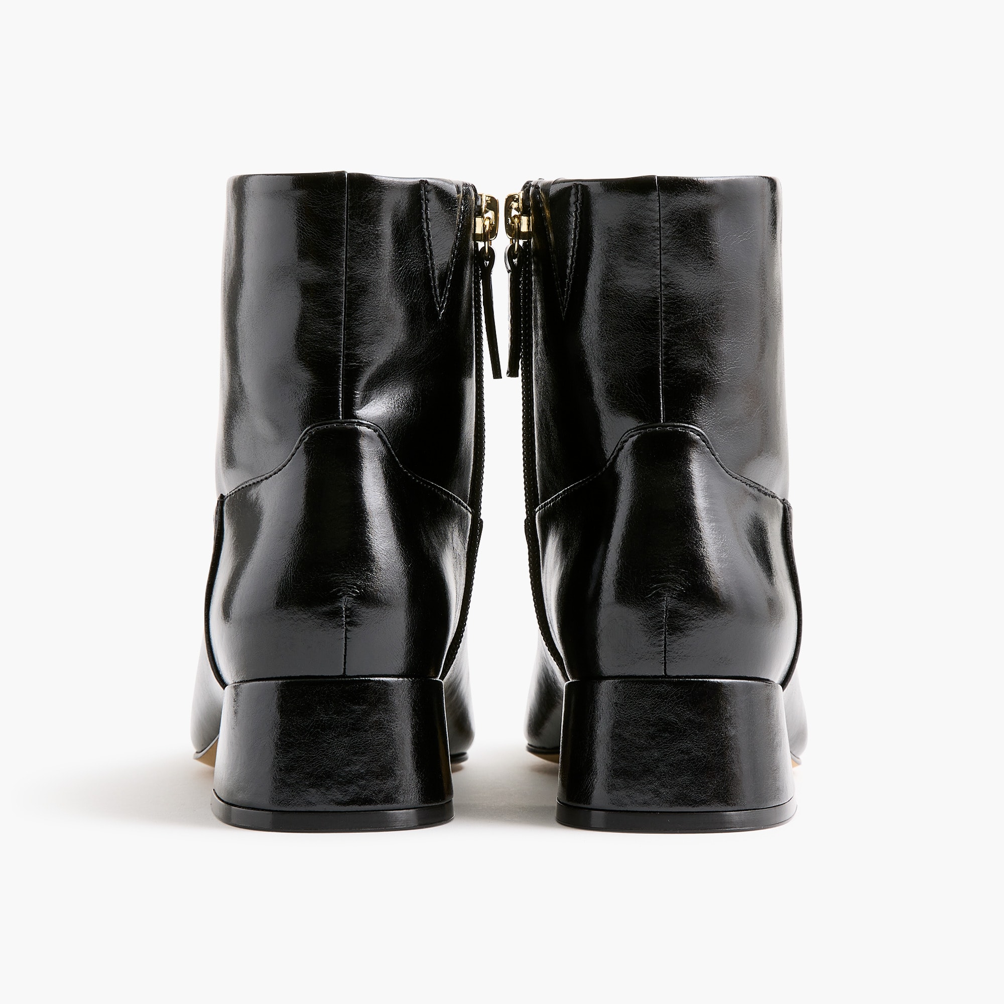 Square-toe leather ankle booties