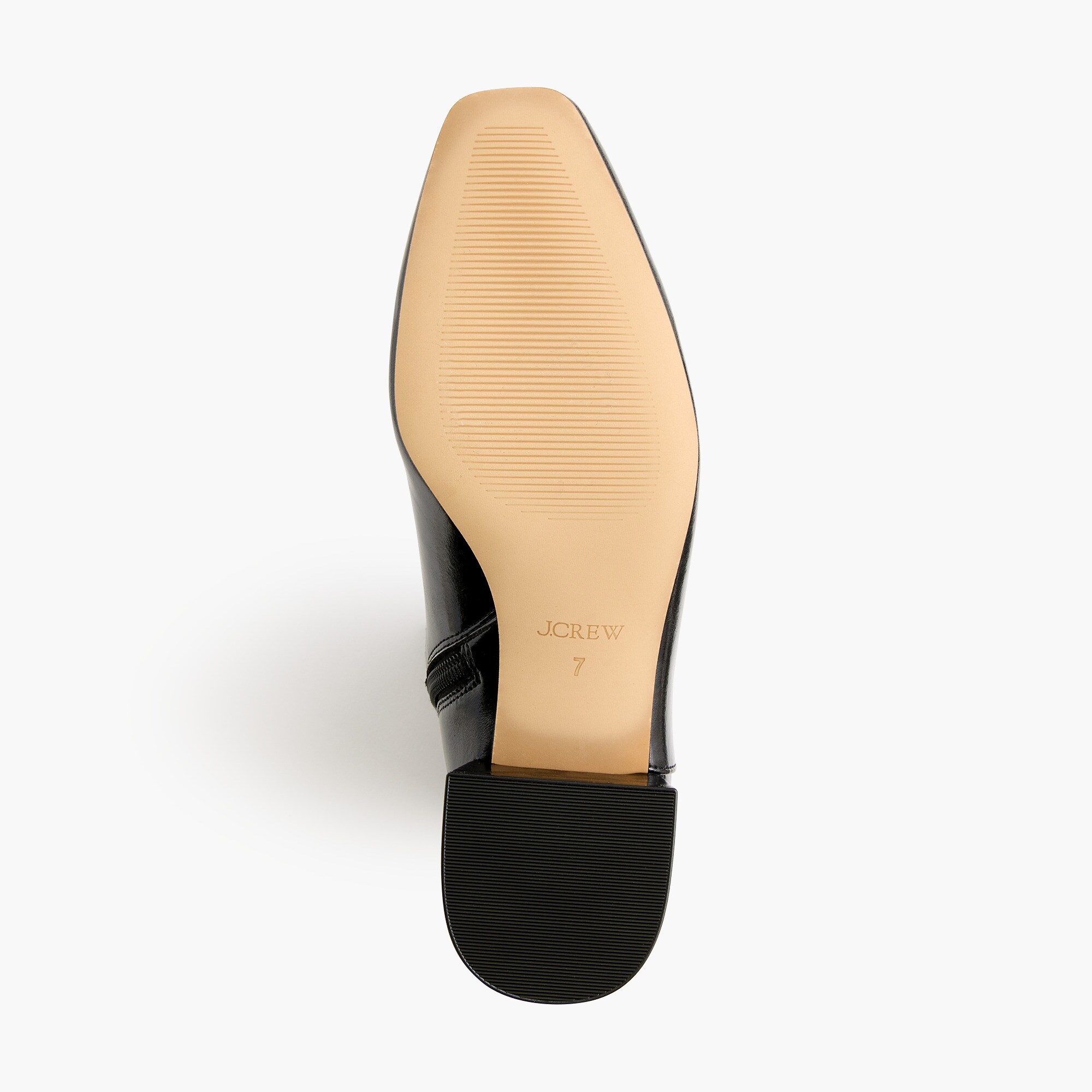 Square-toe leather ankle booties