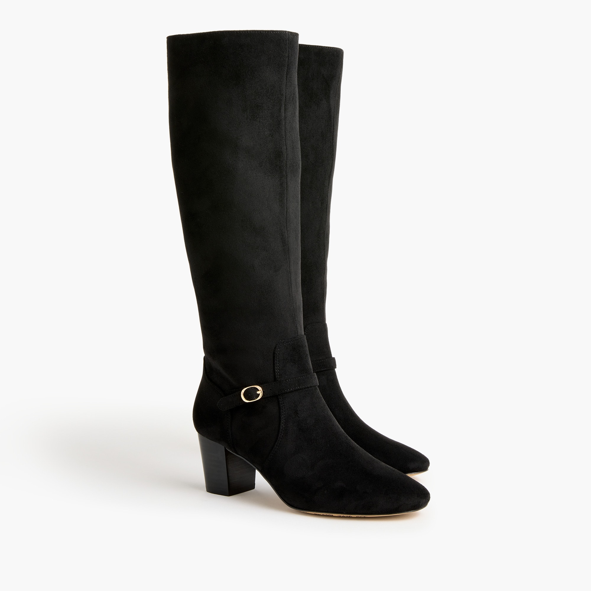 Tall sueded buckle boots