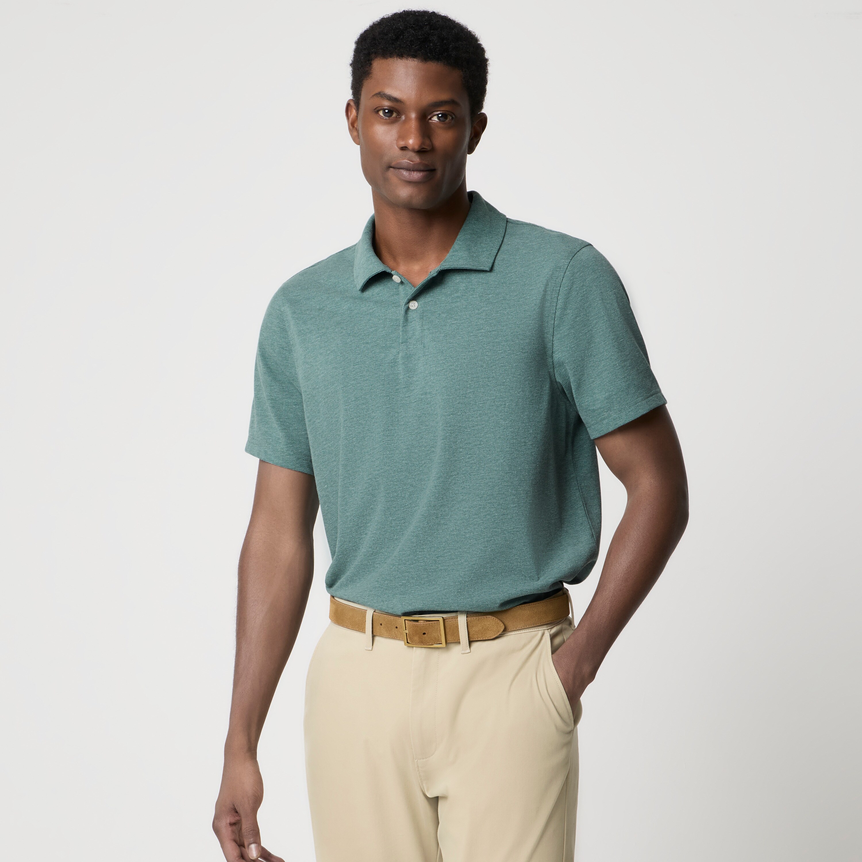 Textured Waffle Performance Polo Shirt For Men | Factory