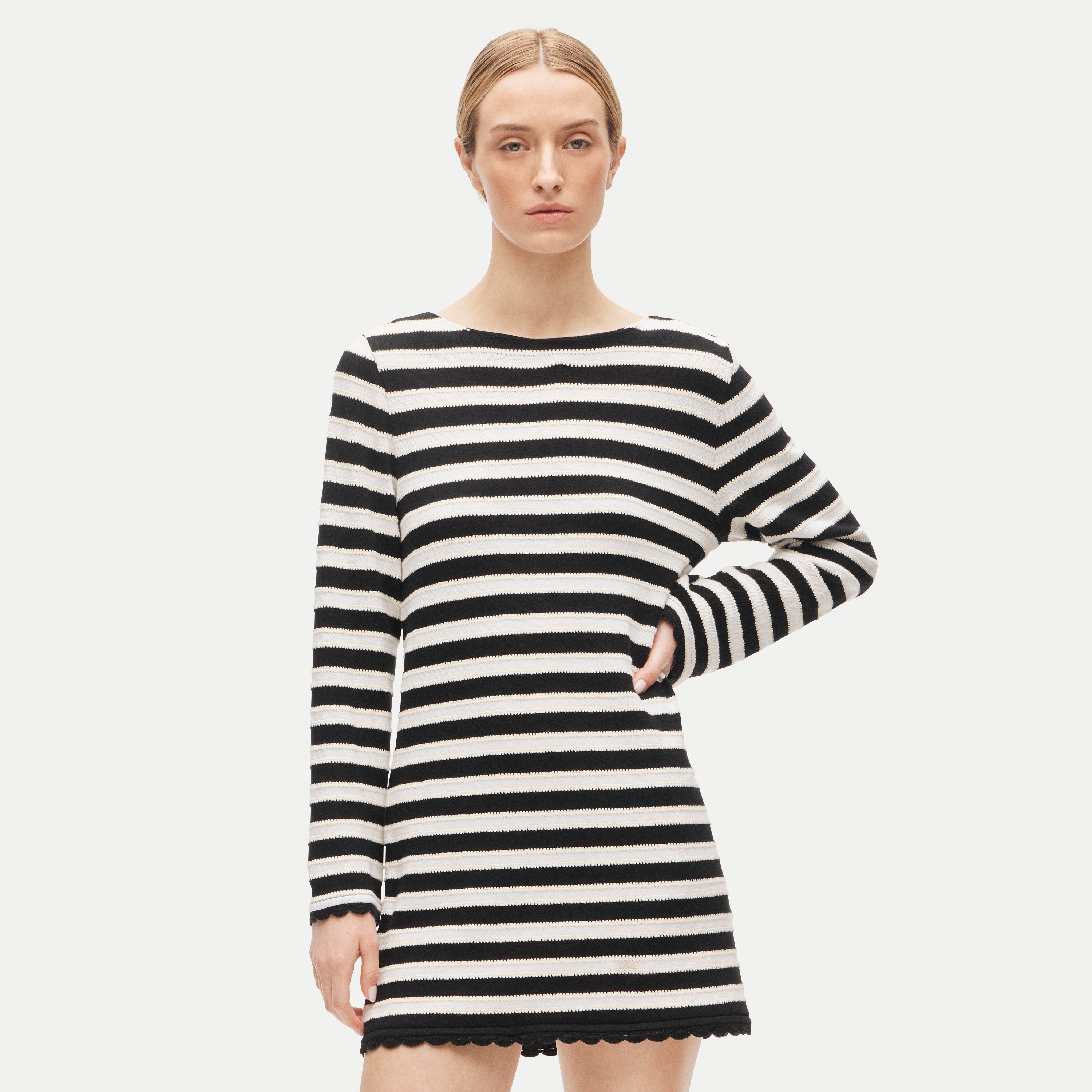 j crew crochet panel mini dress Boatneck In Stripe For Women Time:3 Days I am wearing a exchange-only::false Crew factory its crafted from 100