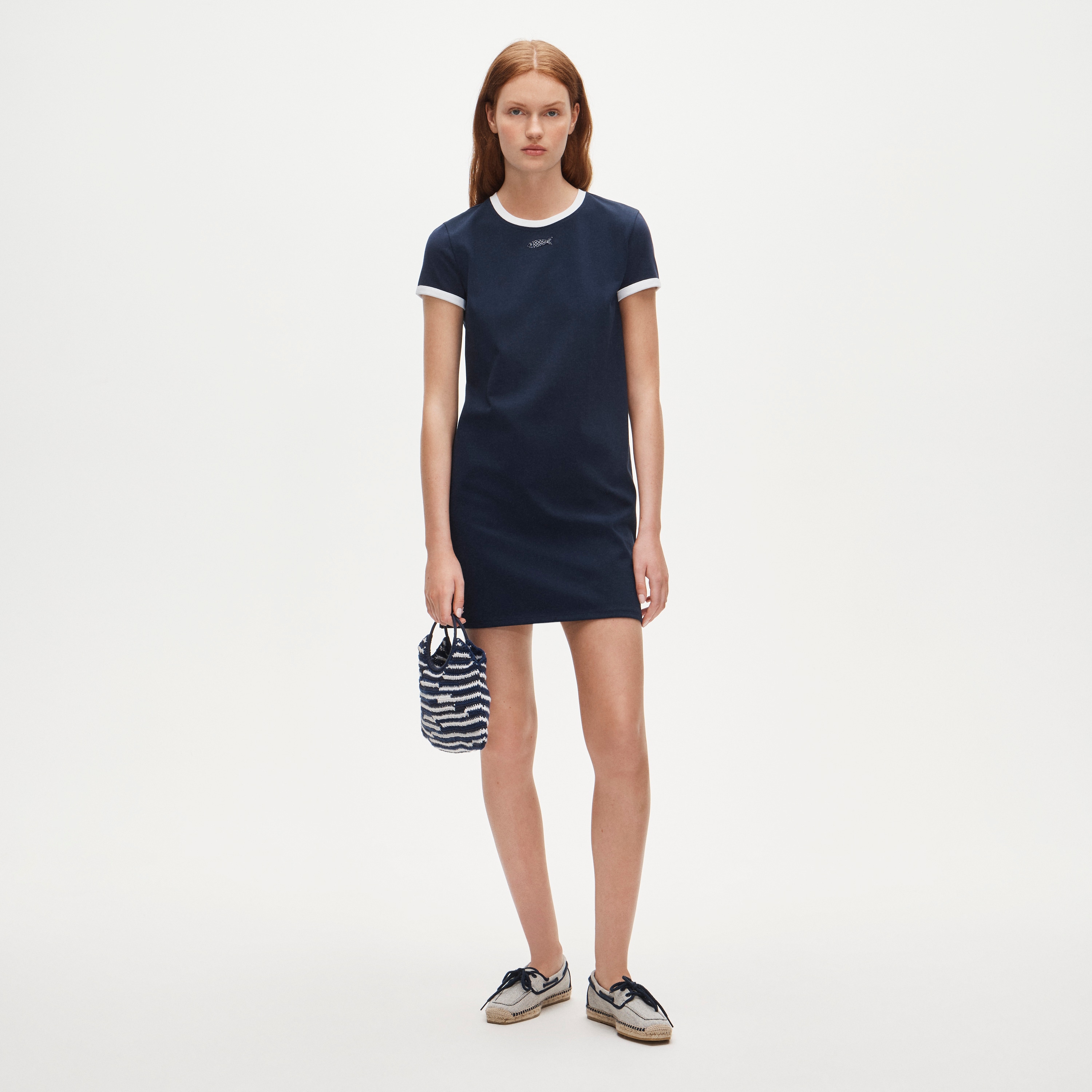 Vintage jersey embroidered ringer T-shirt dress