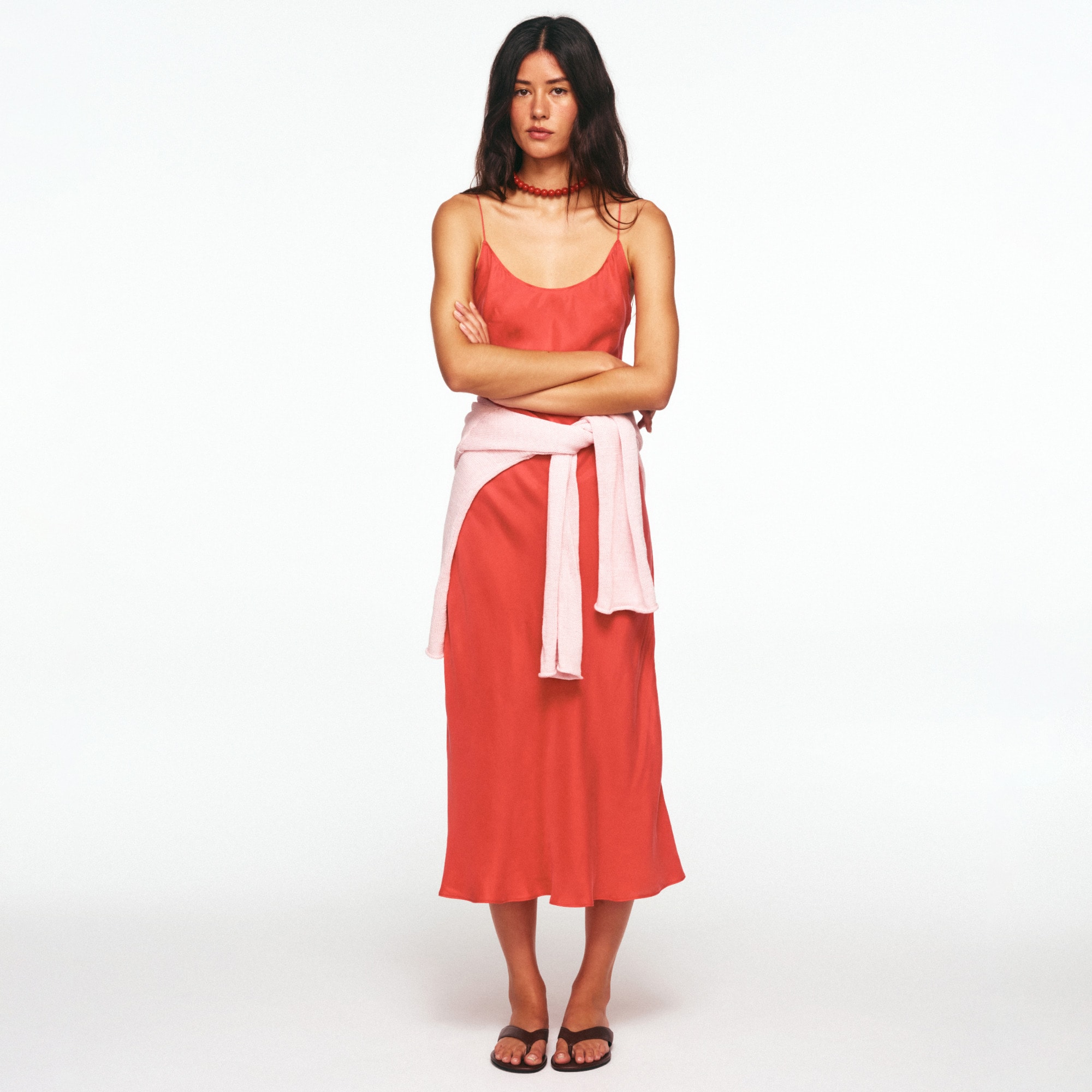 drop waist white linen dress Erma Drop Waist Linen Dress-White
