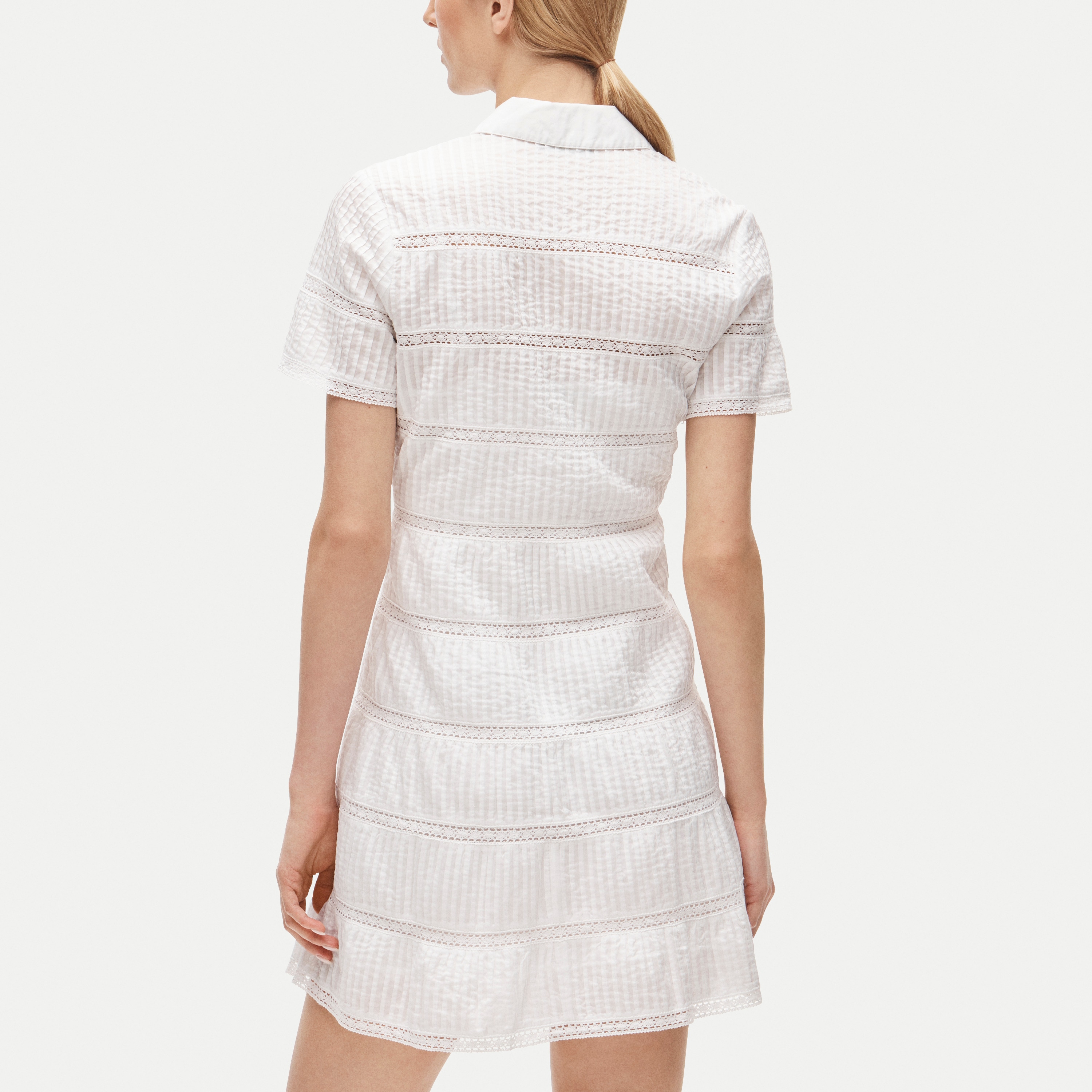 Tiered shirt-dress in cotton voile