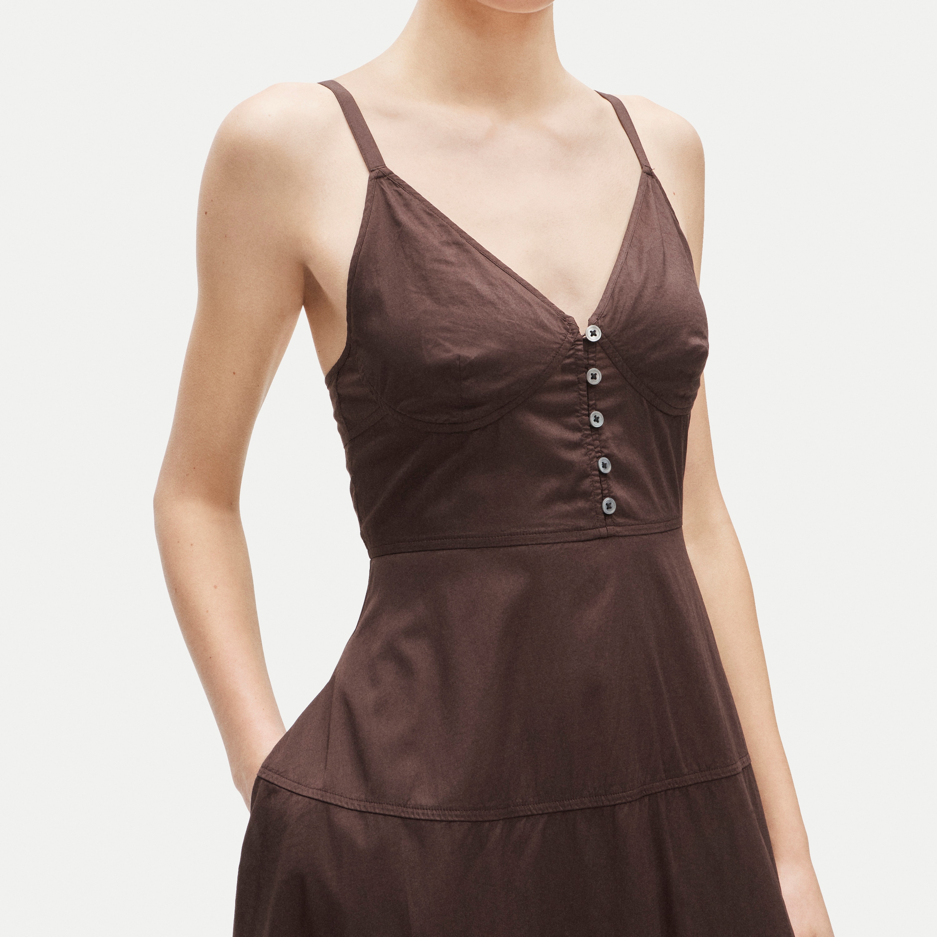 Tiered dress in garment-dyed cotton poplin