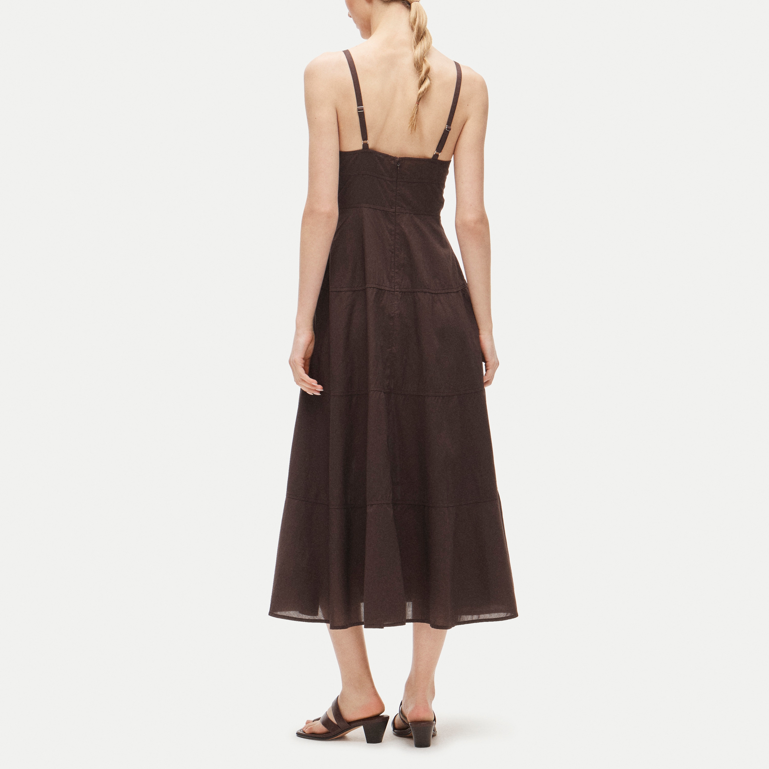 Tiered dress in garment-dyed cotton poplin