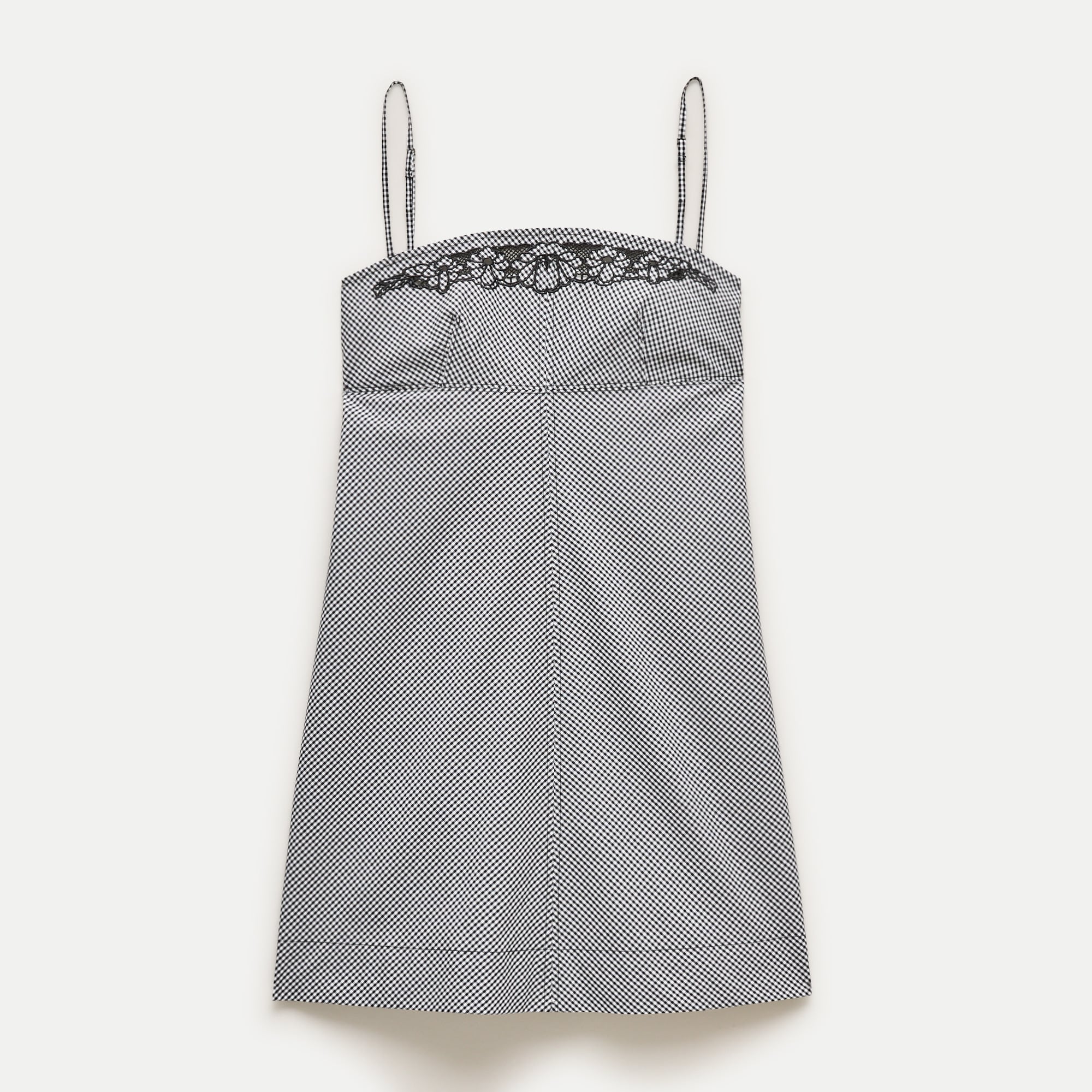Embroidered mini dress in gingham