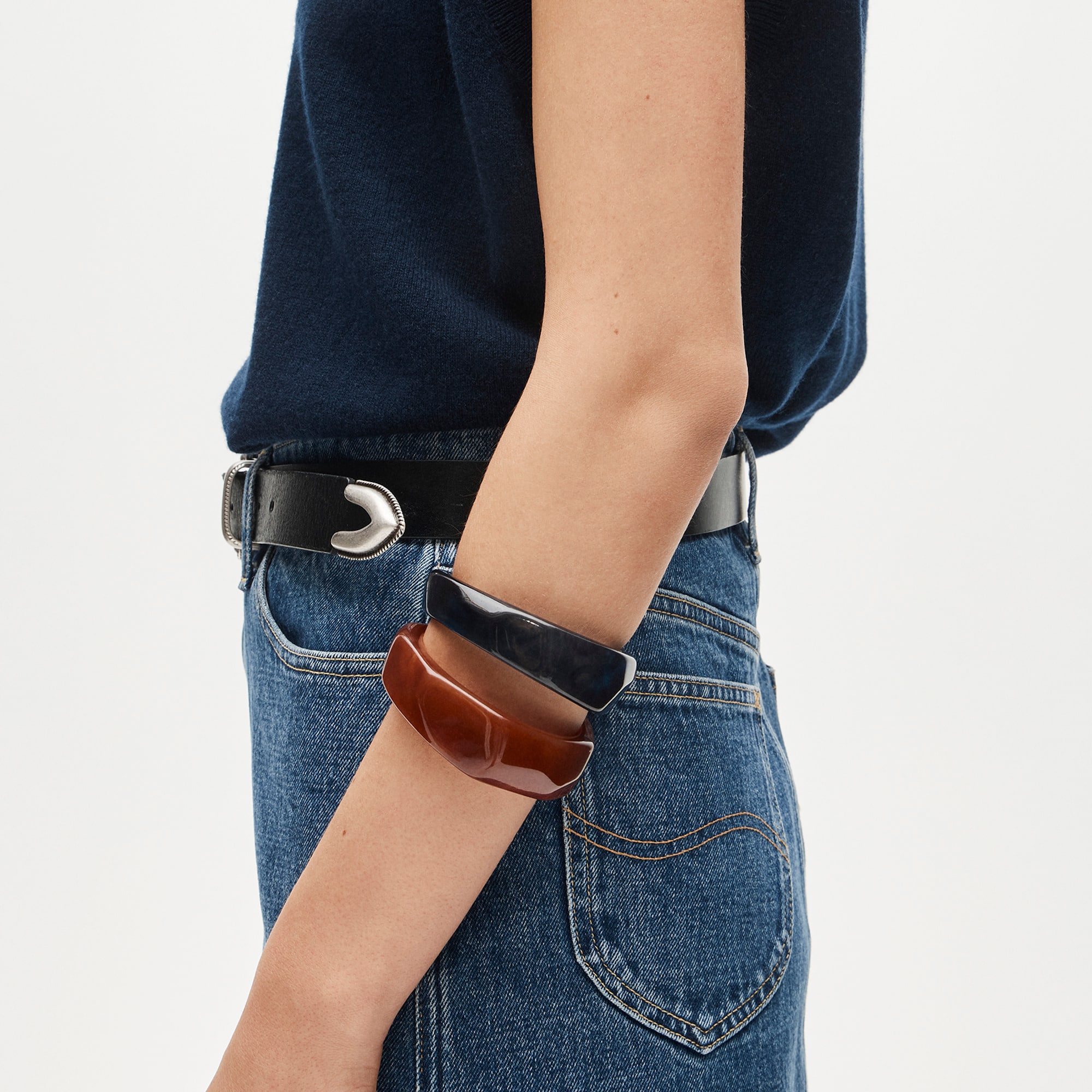 Sculptural cuff bracelets set-of-two