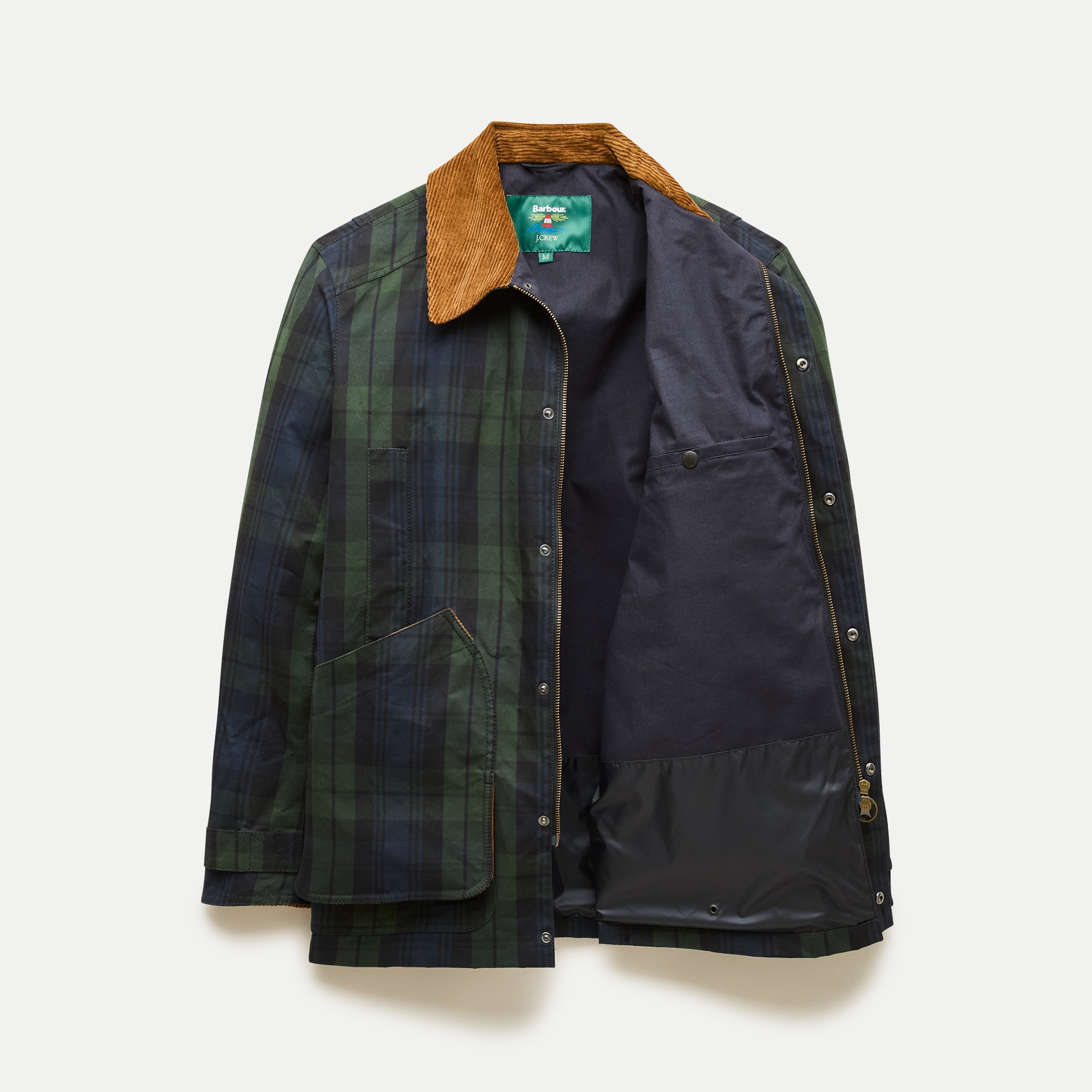 Men's Barbour® x J.Crew Barn Jacket™ in Black Watch waxed cotton
