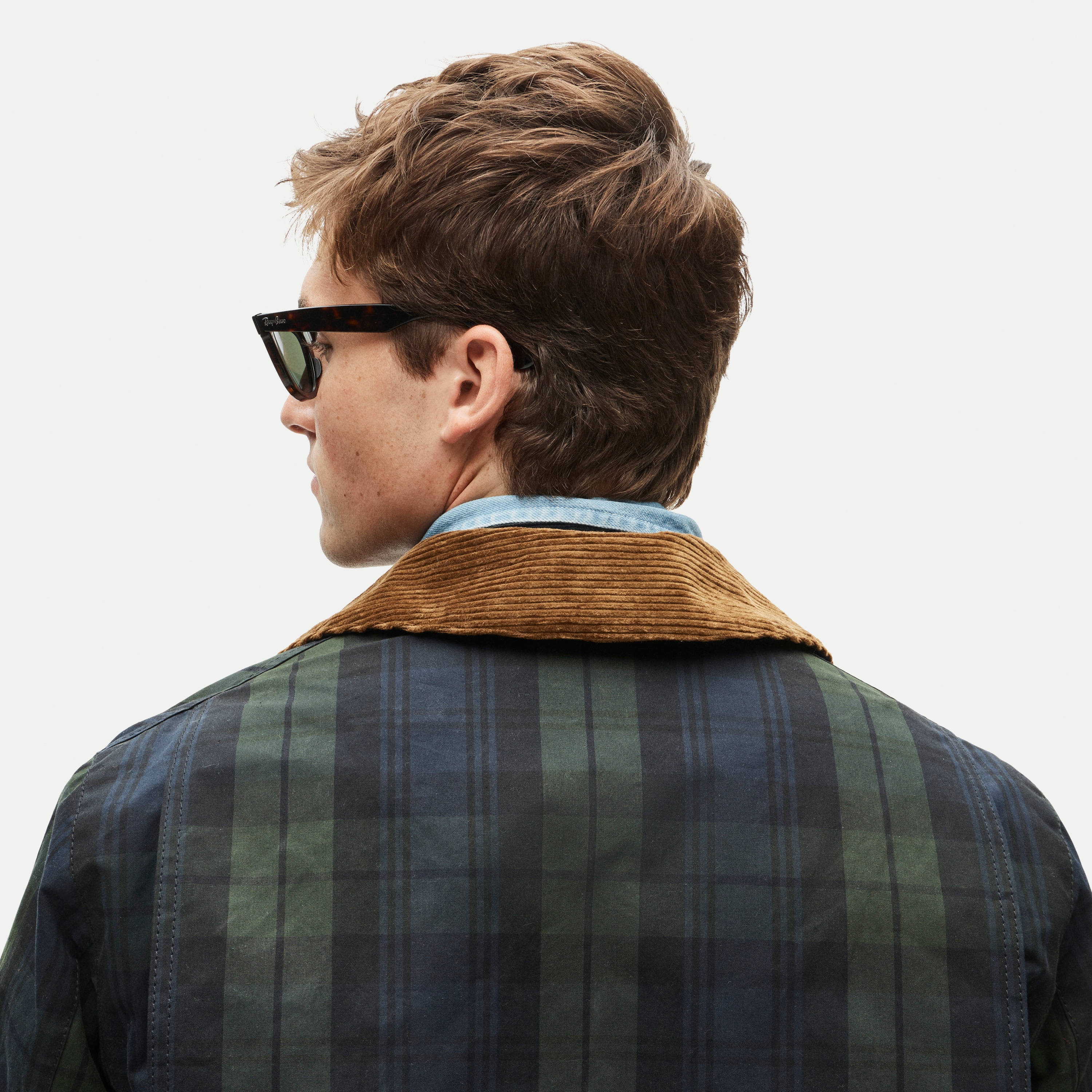 Men's Barbour® x J.Crew Barn Jacket™ in Black Watch waxed cotton