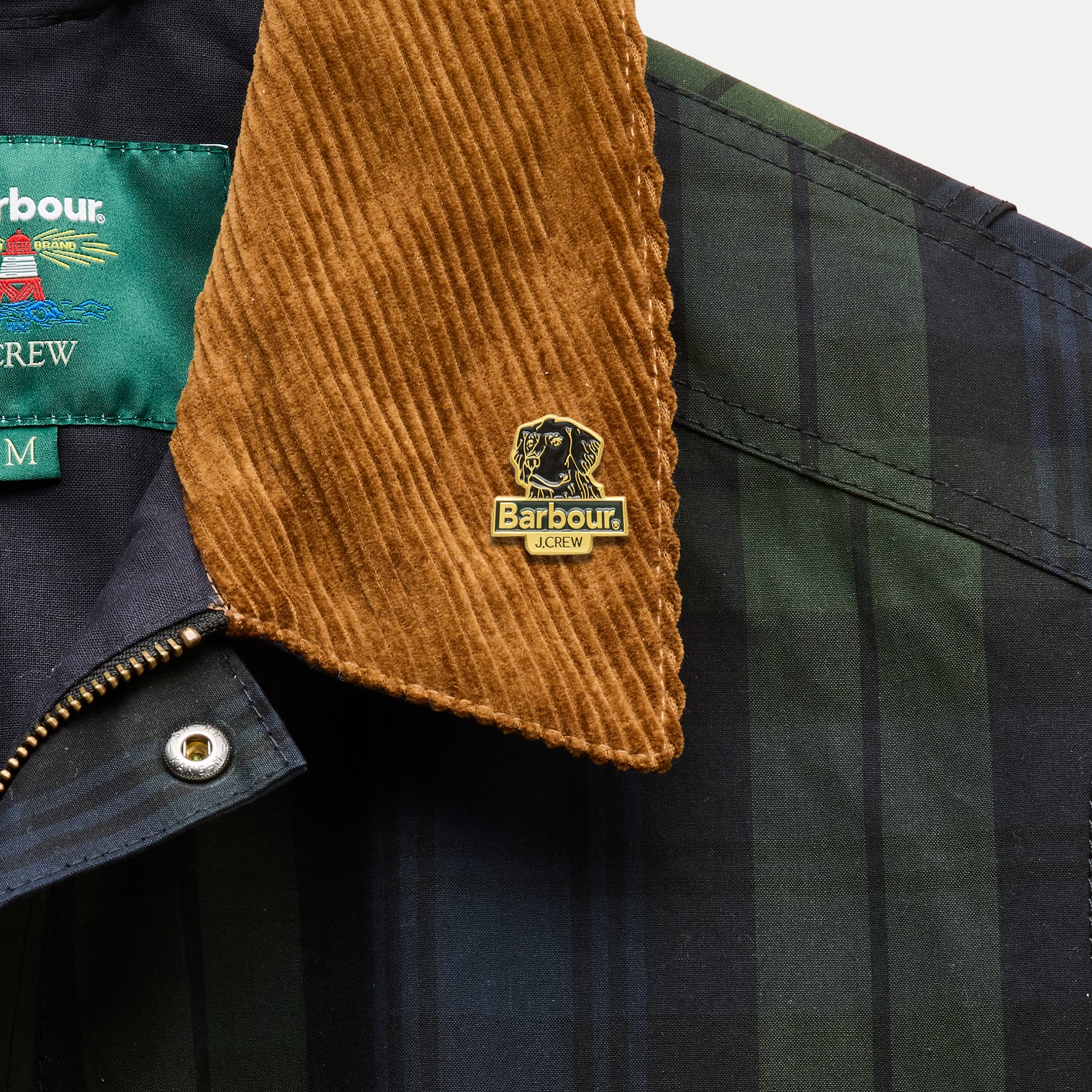 Men's Barbour® x J.Crew Barn Jacket™ in Black Watch waxed cotton