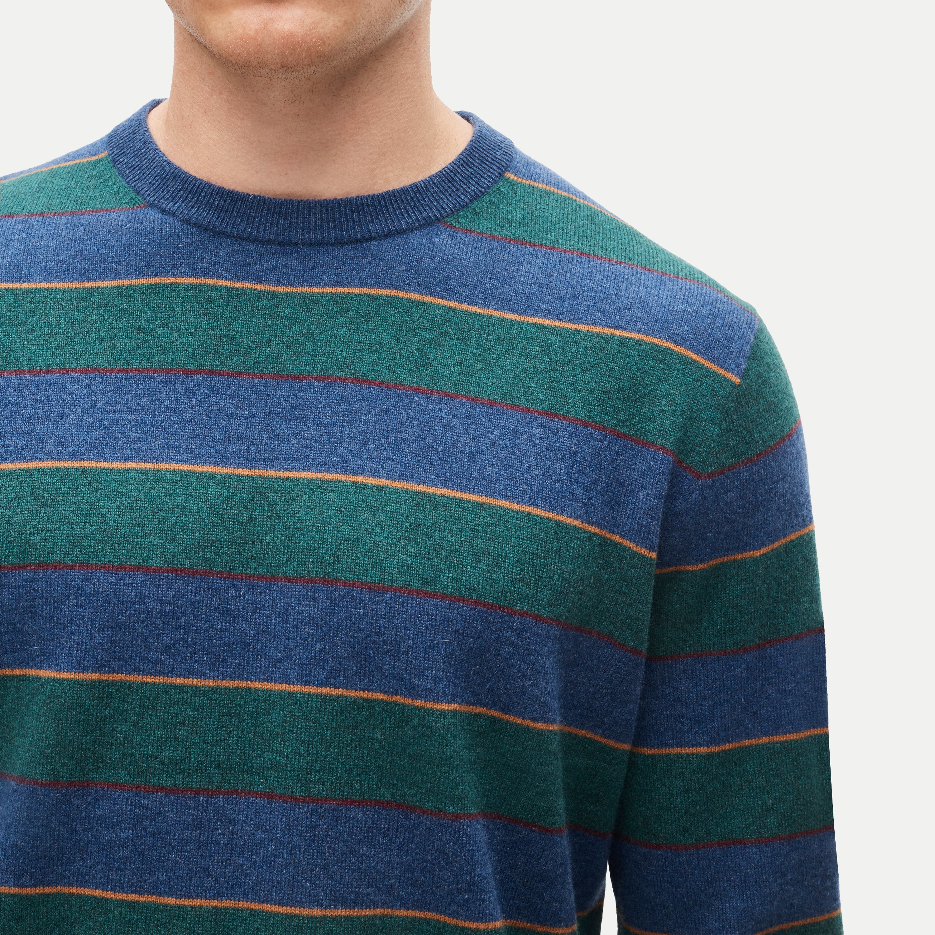 Cashmere crewneck sweater in stripe - thumbnail 2