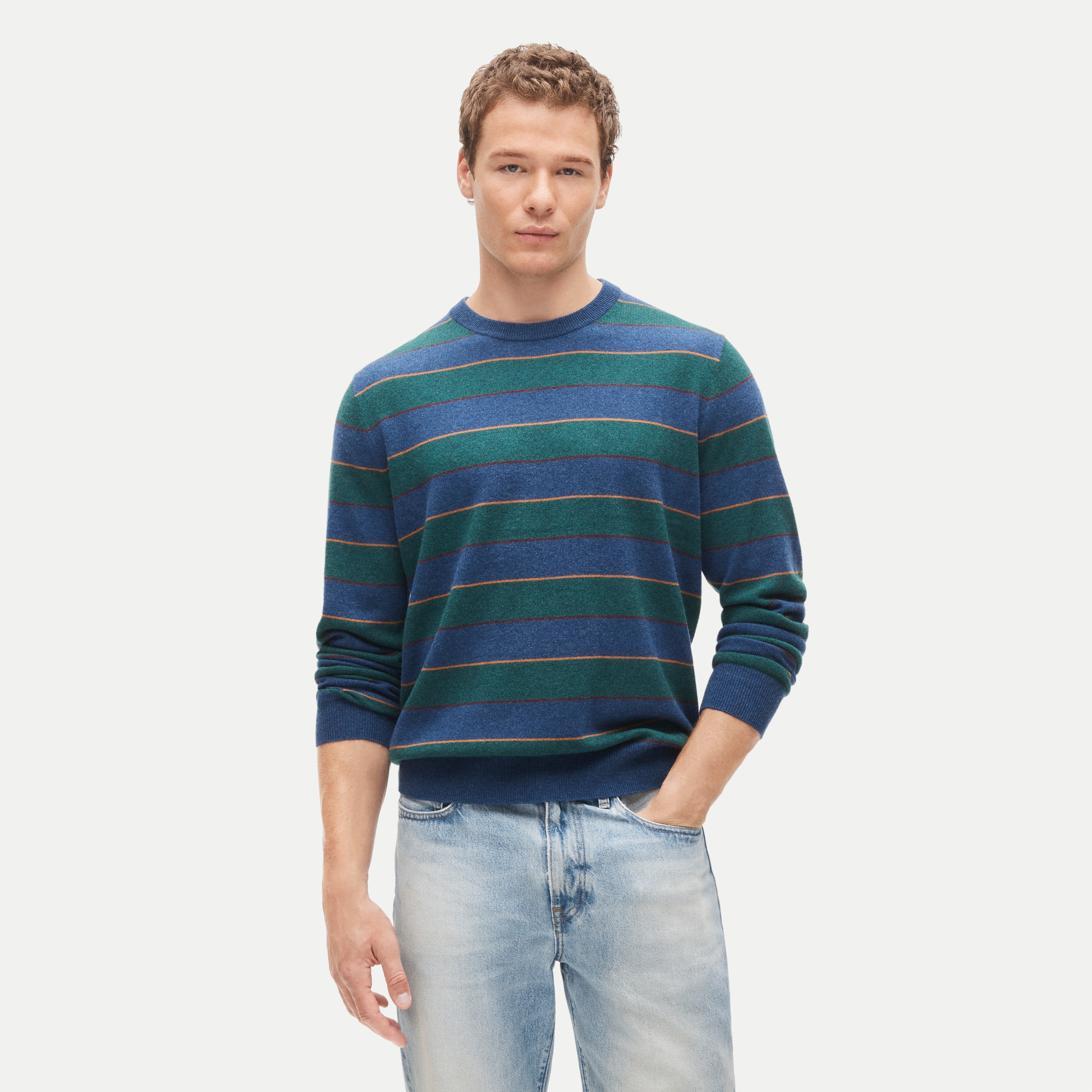 Cashmere crewneck sweater in stripe