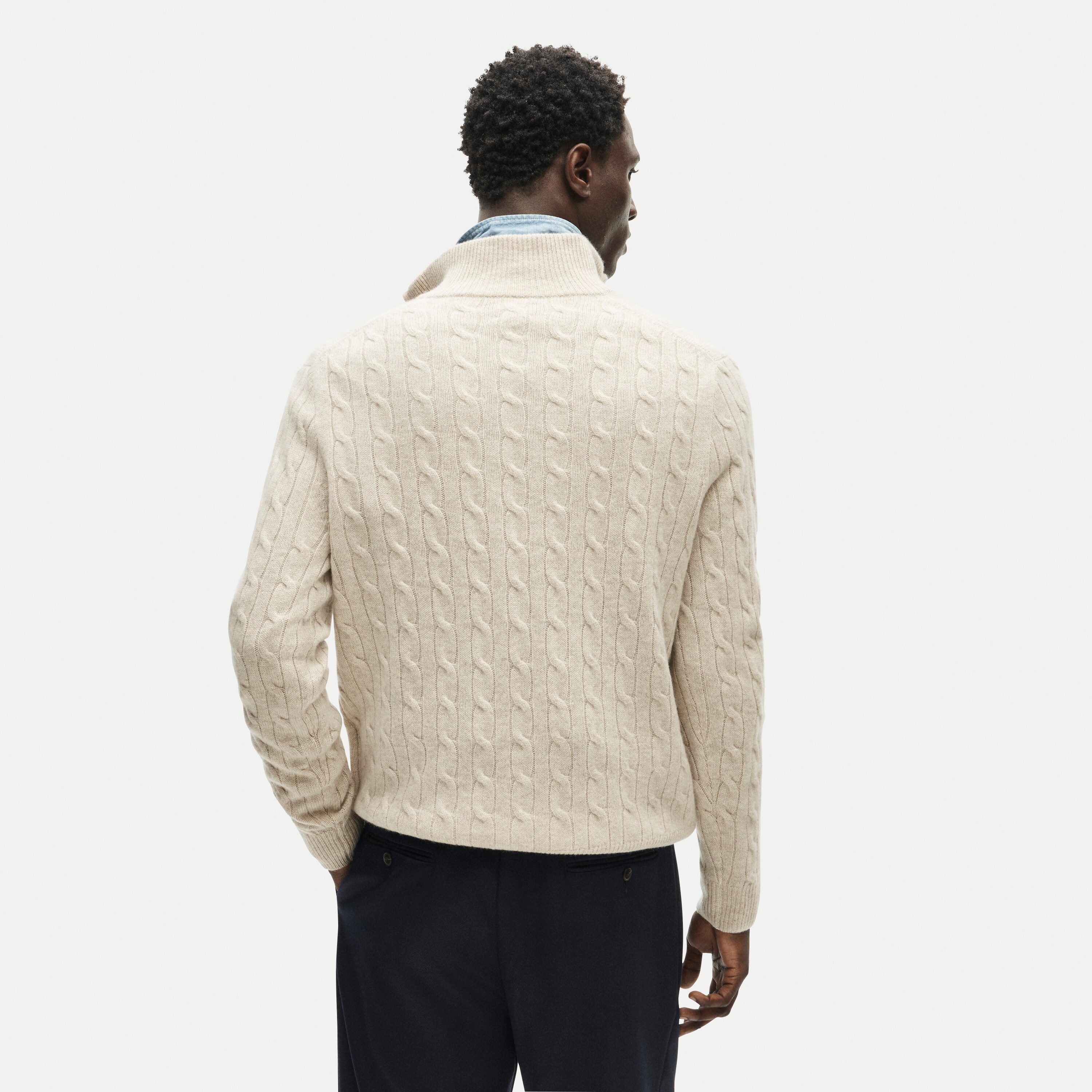 Cashmere cable-knit quarter-zip sweater