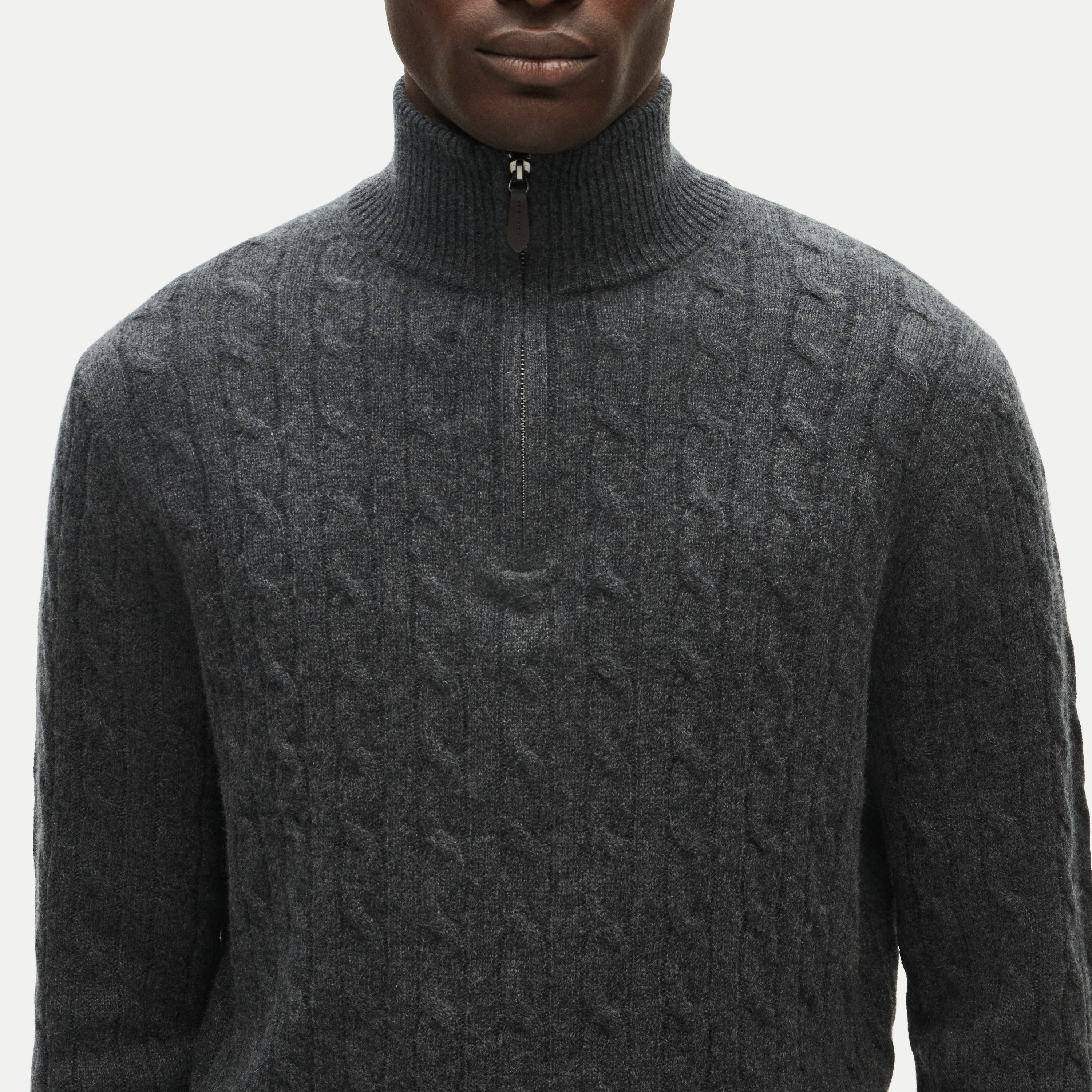 Cashmere cable-knit quarter-zip sweater