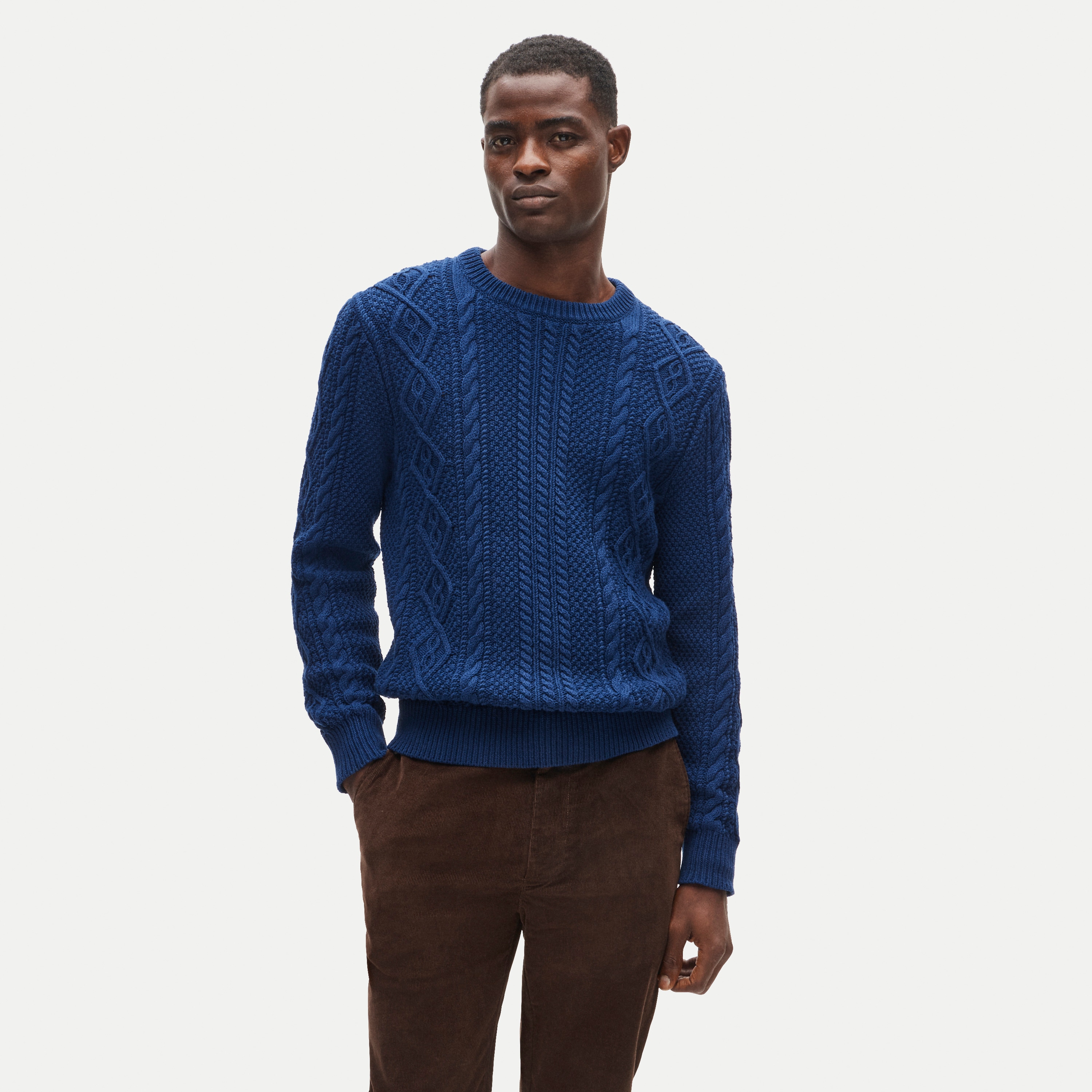 Cable-knit fisherman sweater in cotton