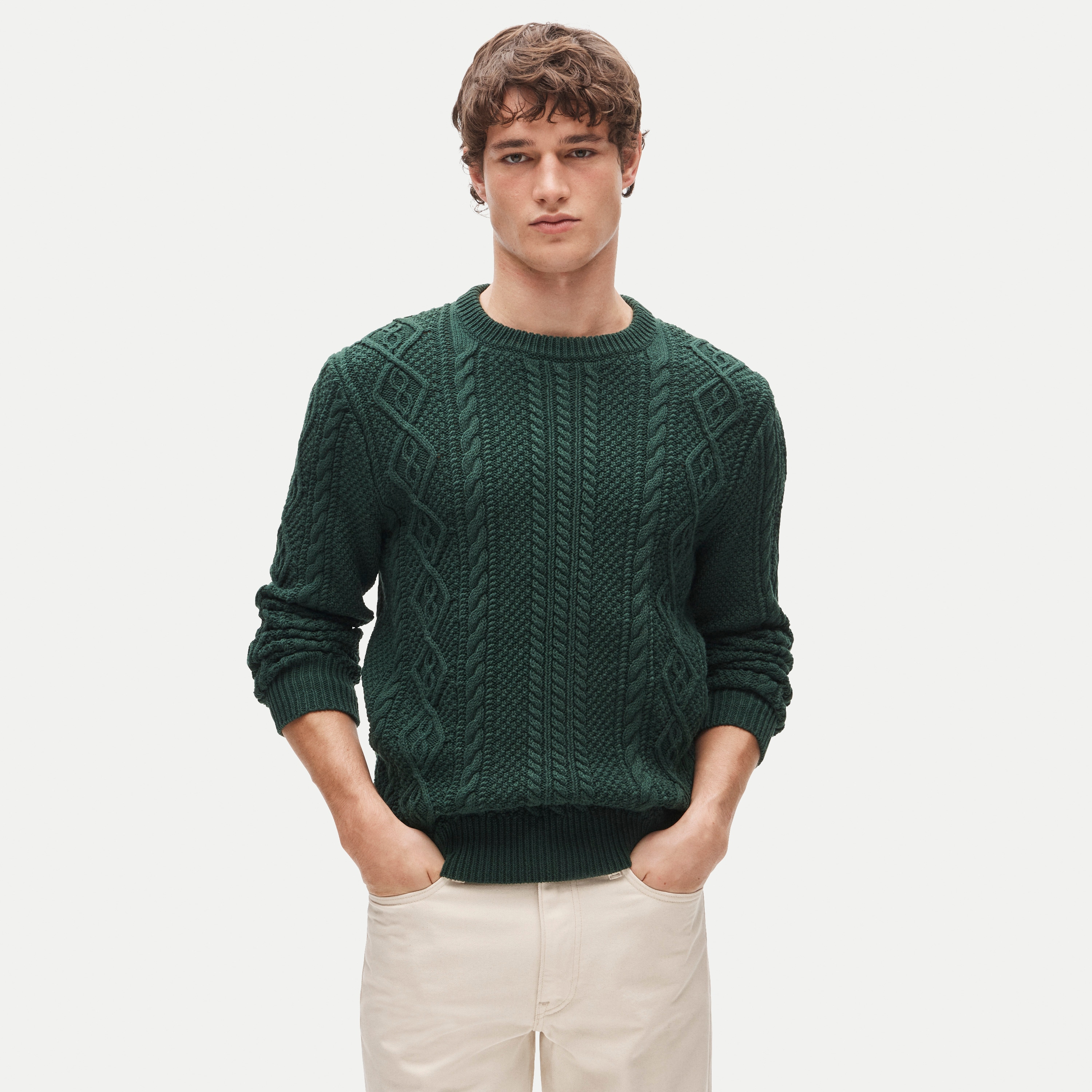 Cable-knit fisherman sweater in cotton