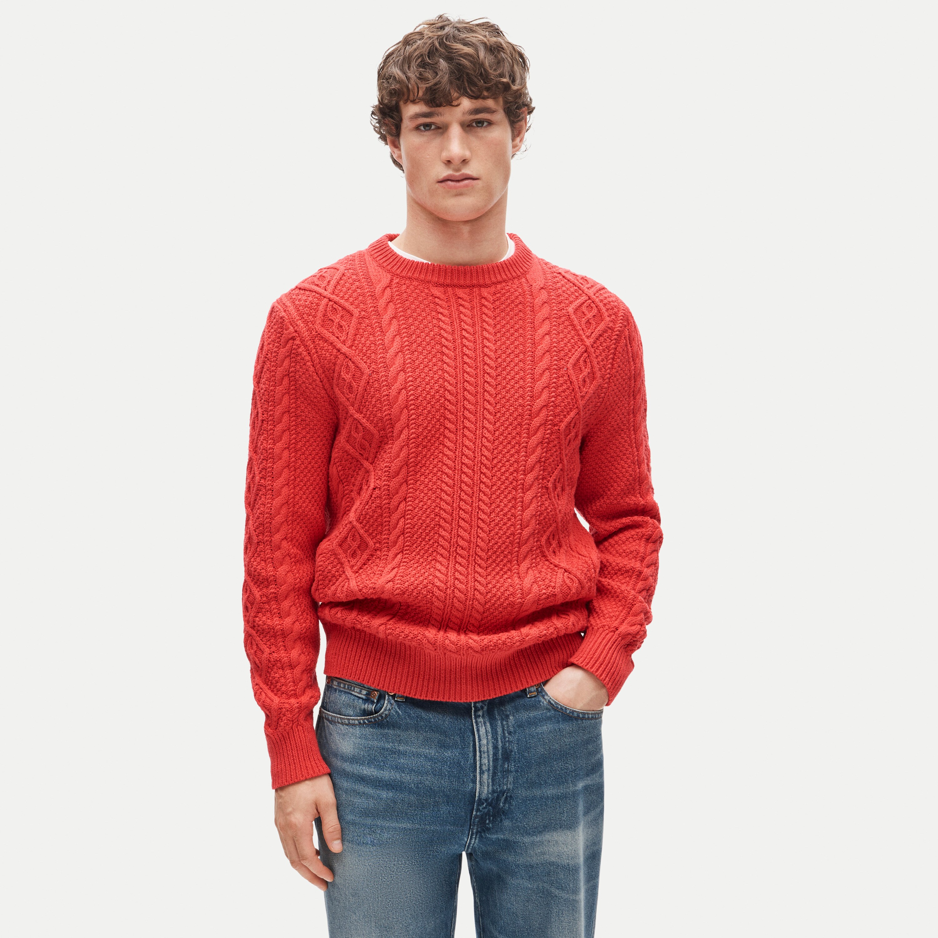 Cable-knit fisherman sweater in cotton