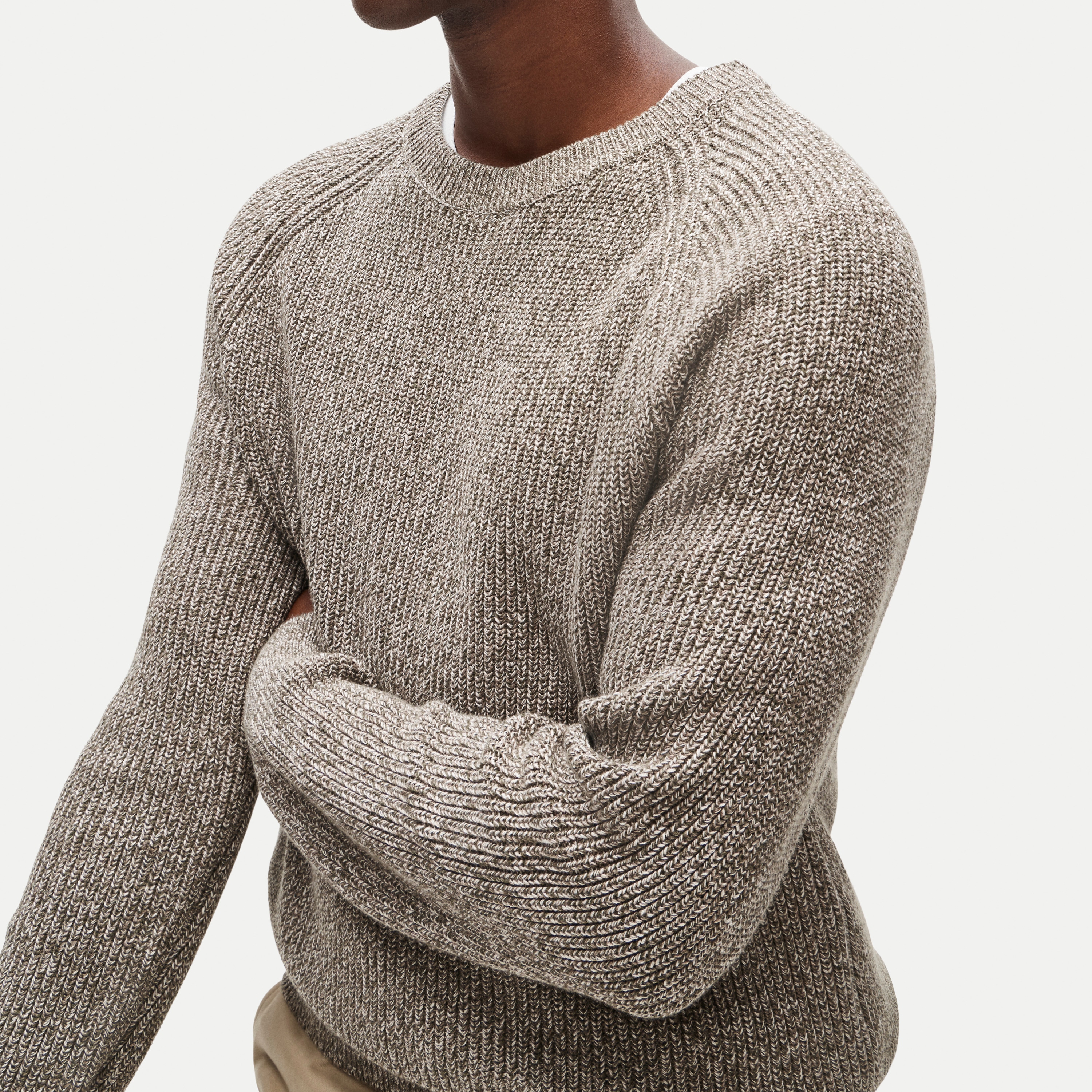 Rib-knit sweater in marled cotton - thumbnail 2