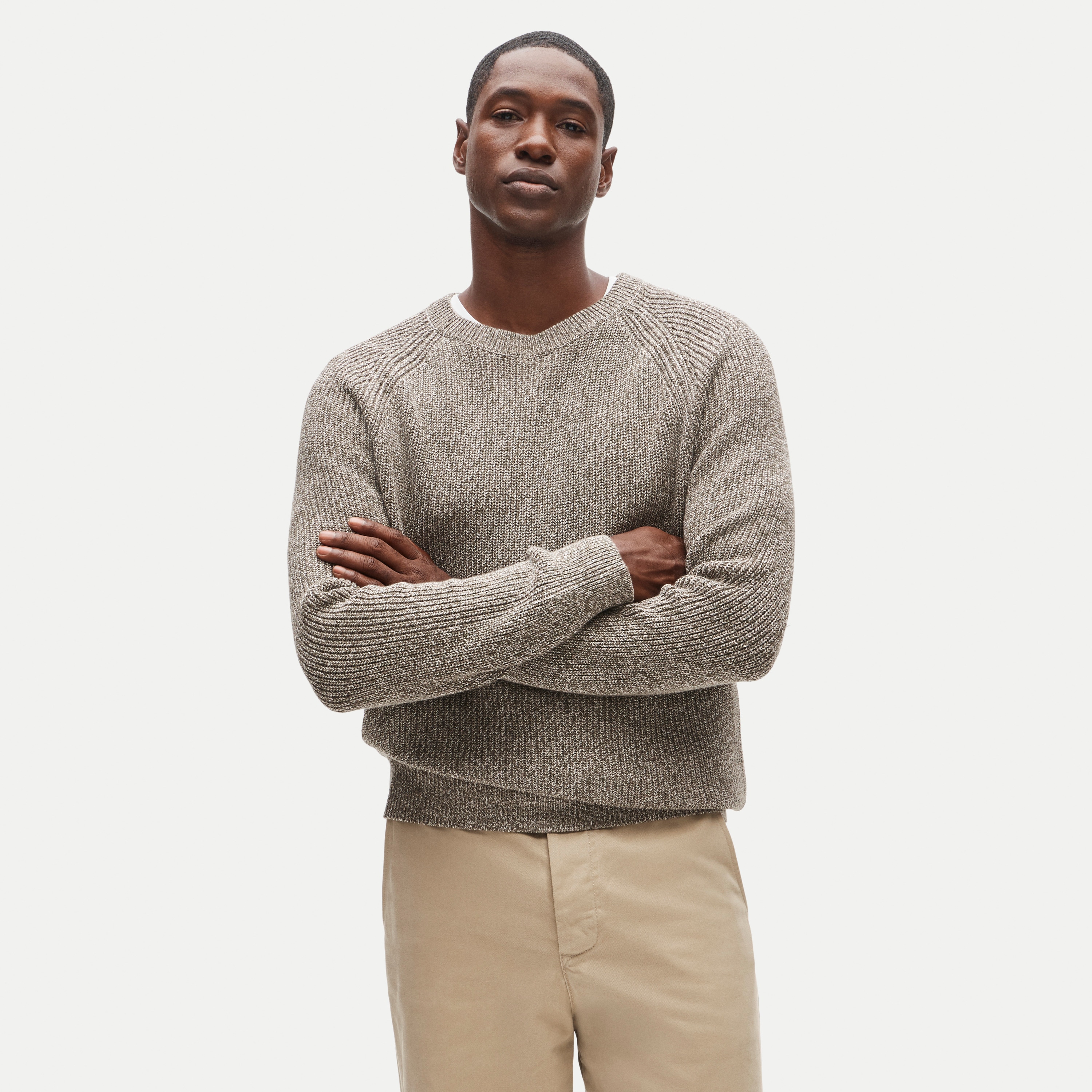 Rib-knit sweater in marled cotton