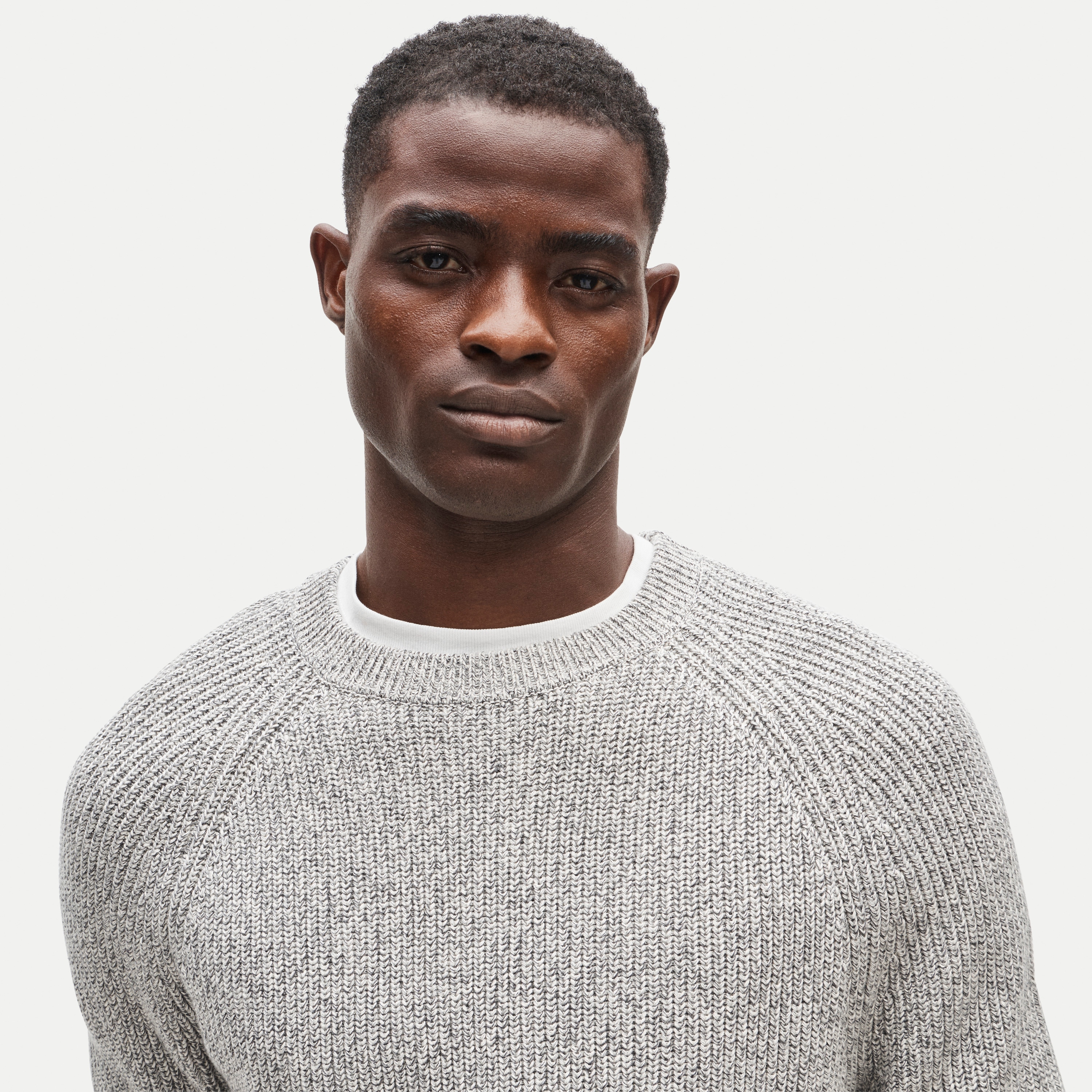 Rib-knit sweater in marled cotton - thumbnail 4