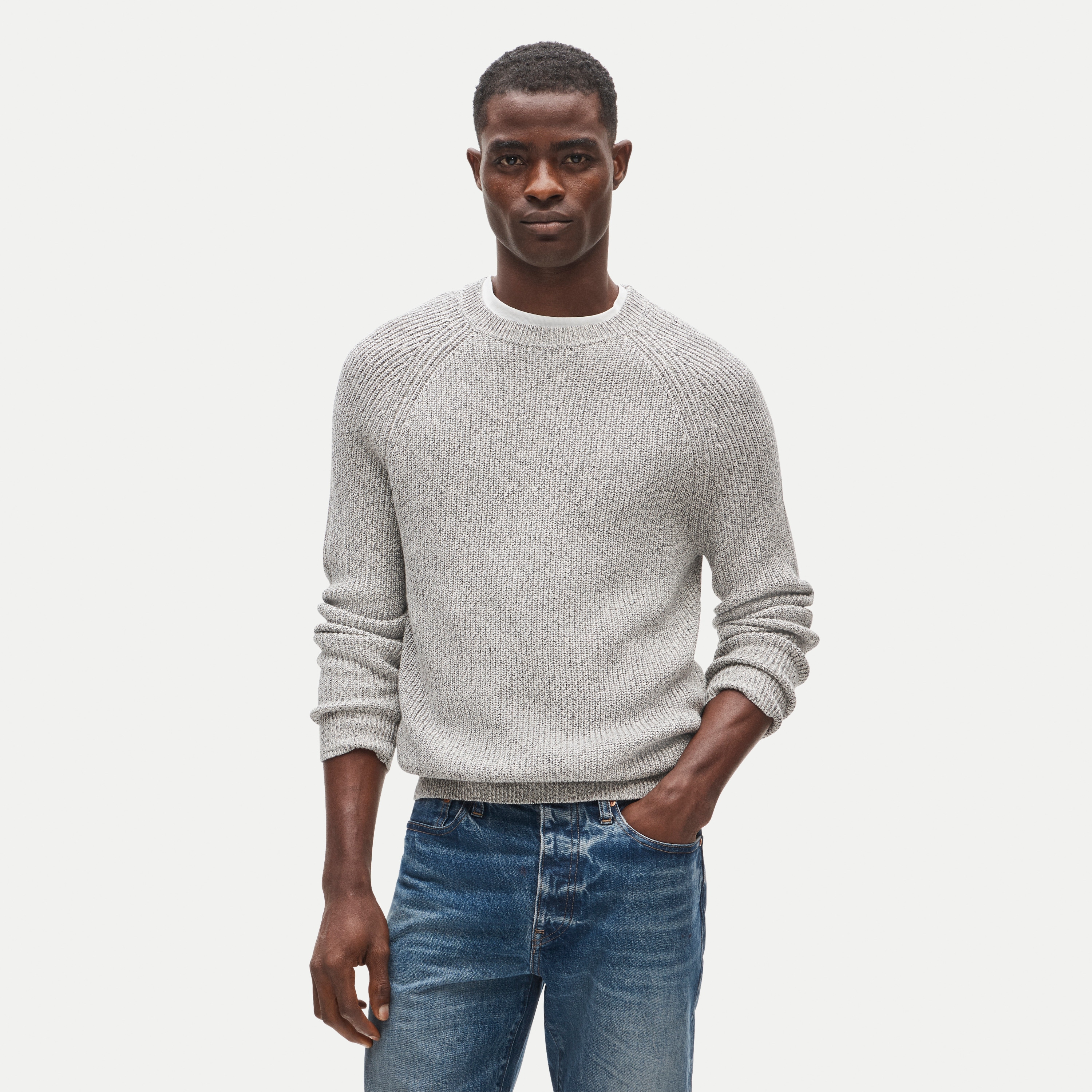 Rib-knit sweater in marled cotton