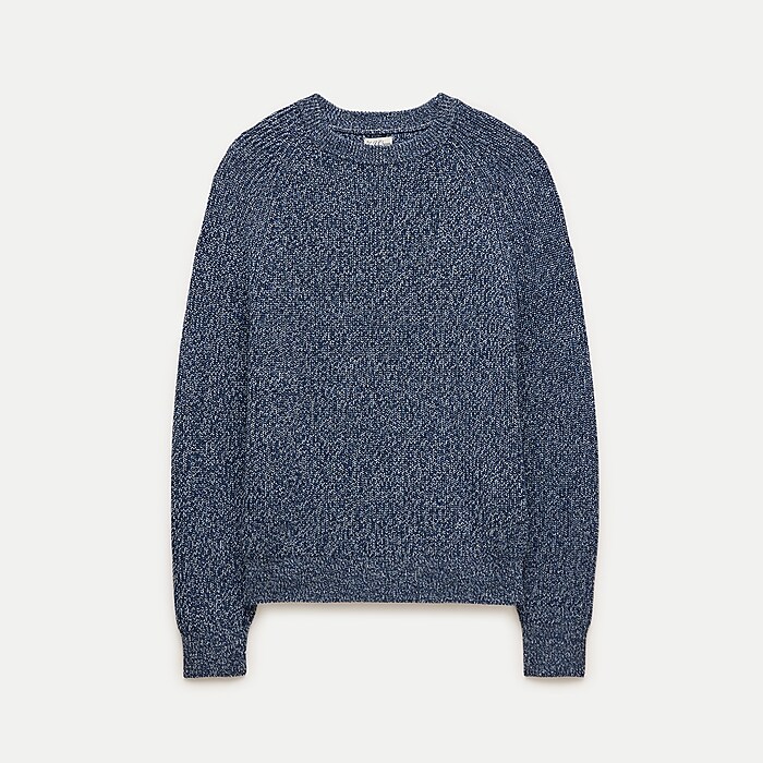 Rib-knit sweater in marled cotton