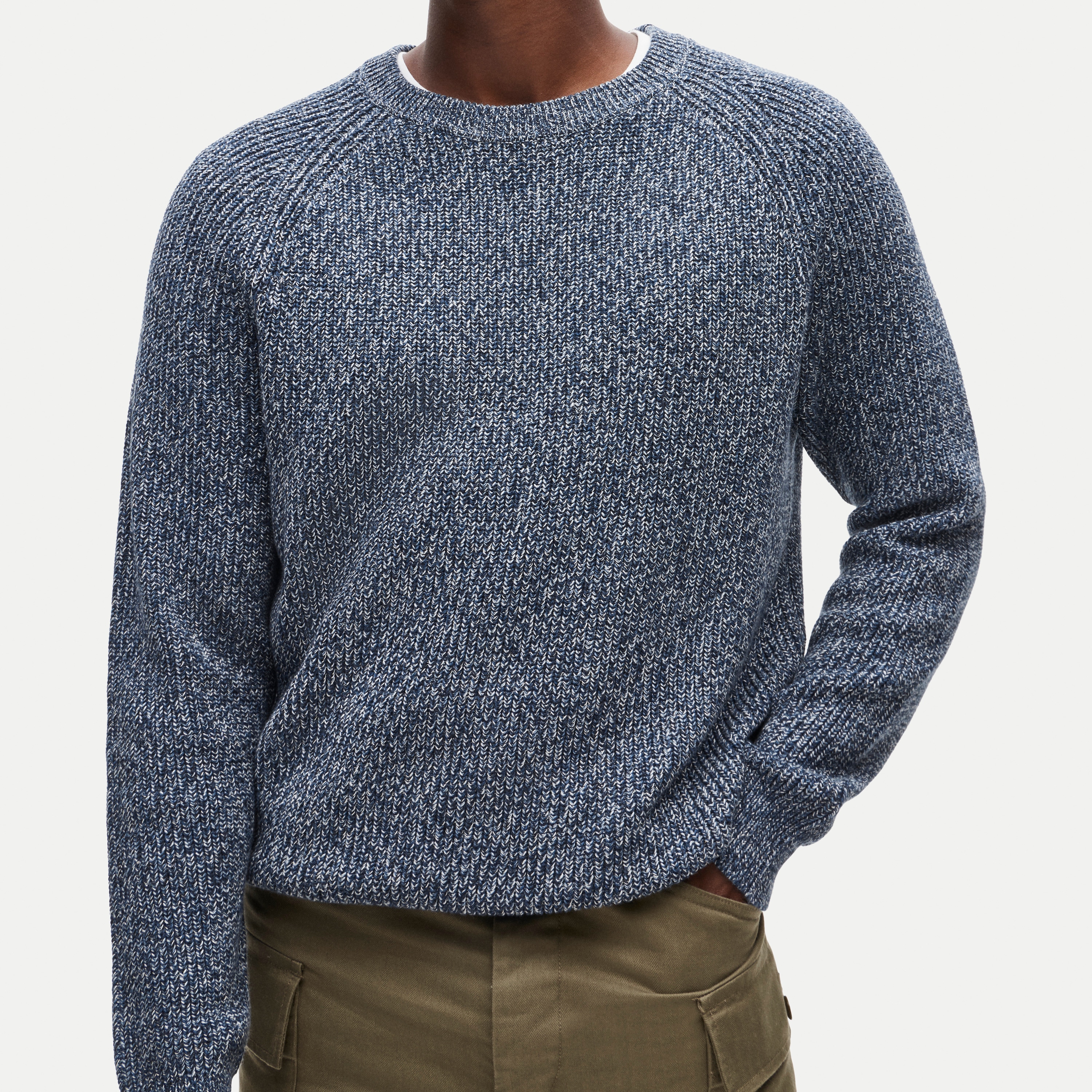 Rib-knit sweater in marled cotton - thumbnail 6