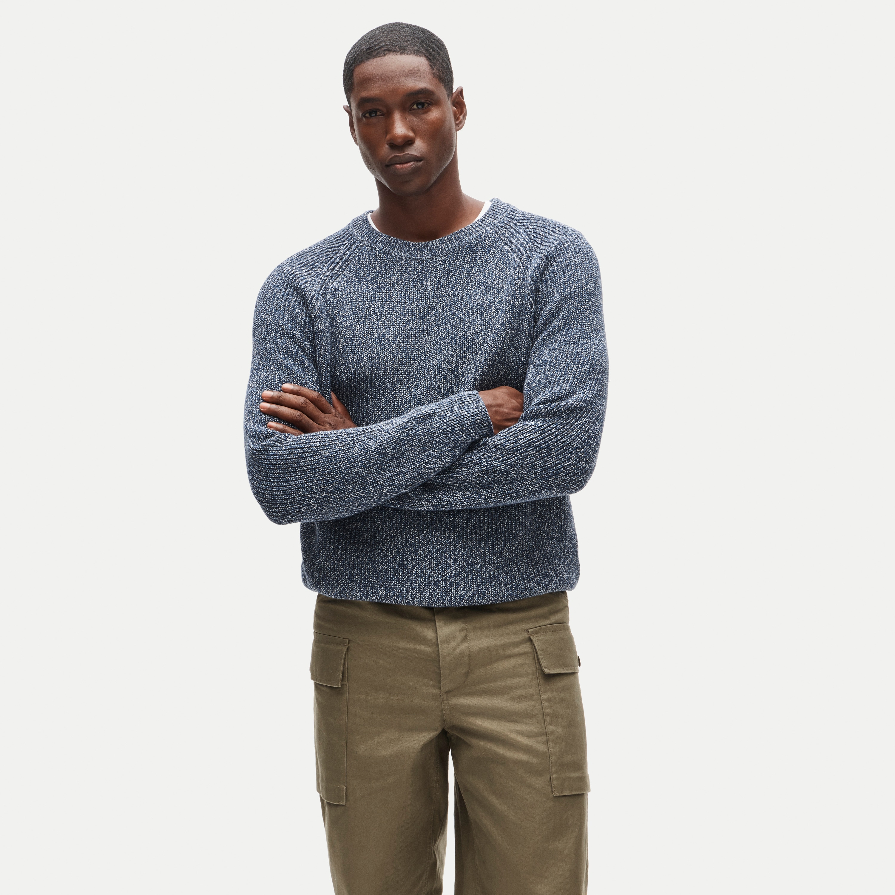 Rib-knit sweater in marled cotton