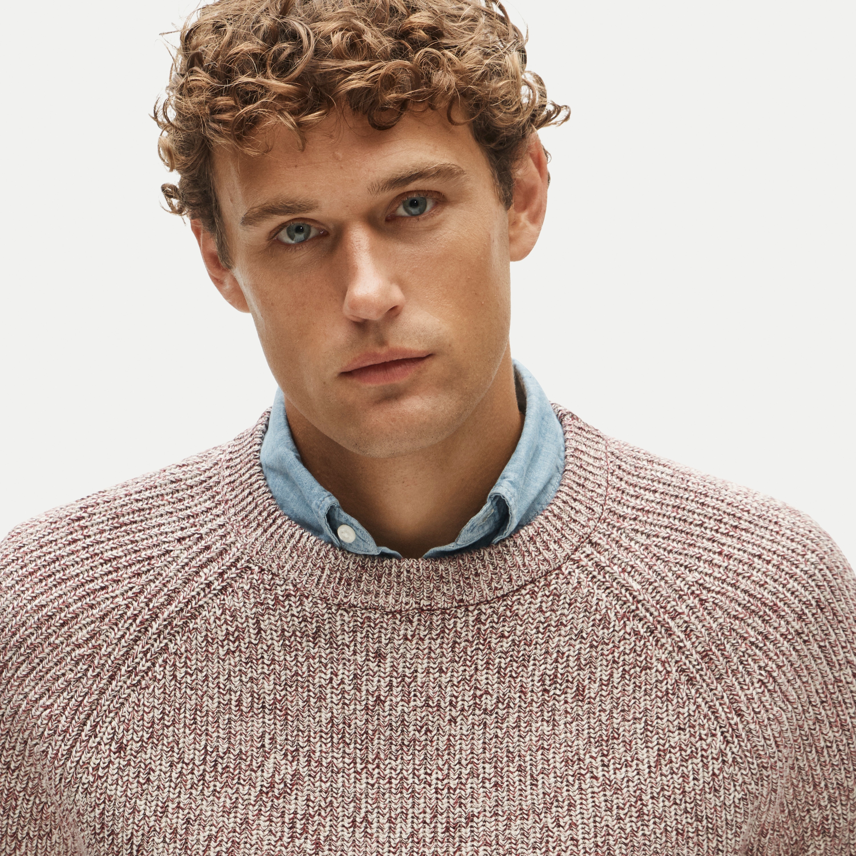 Rib-knit sweater in marled cotton - thumbnail 8