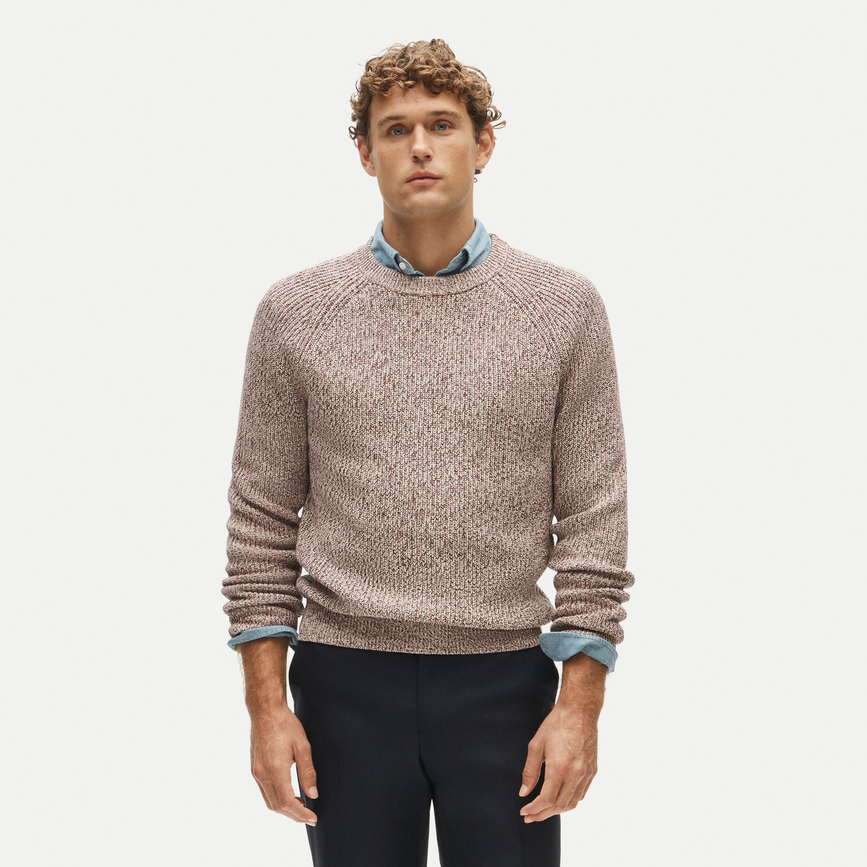 Rib-knit sweater in marled cotton