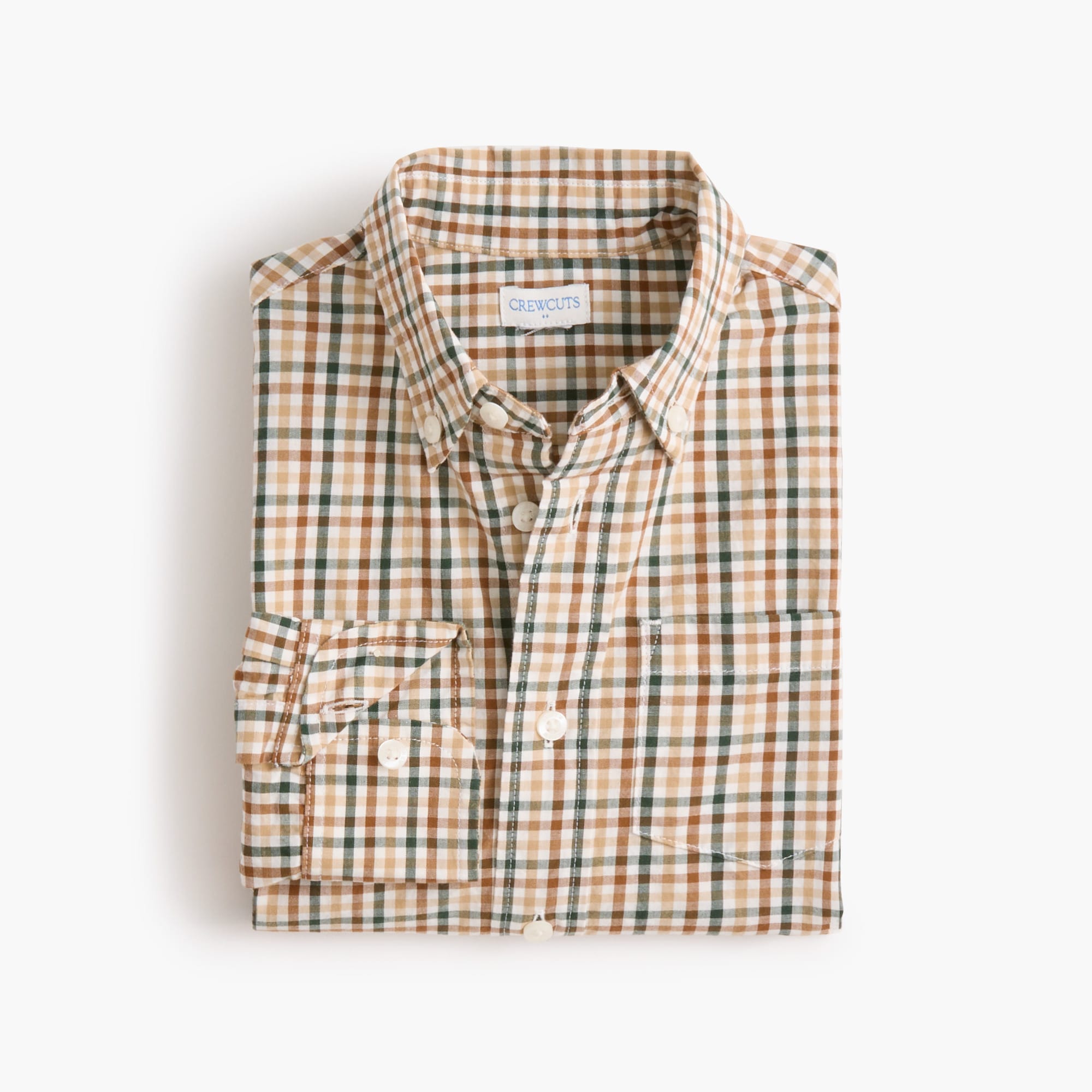 Boys' long-sleeve flex washed gingham shirt