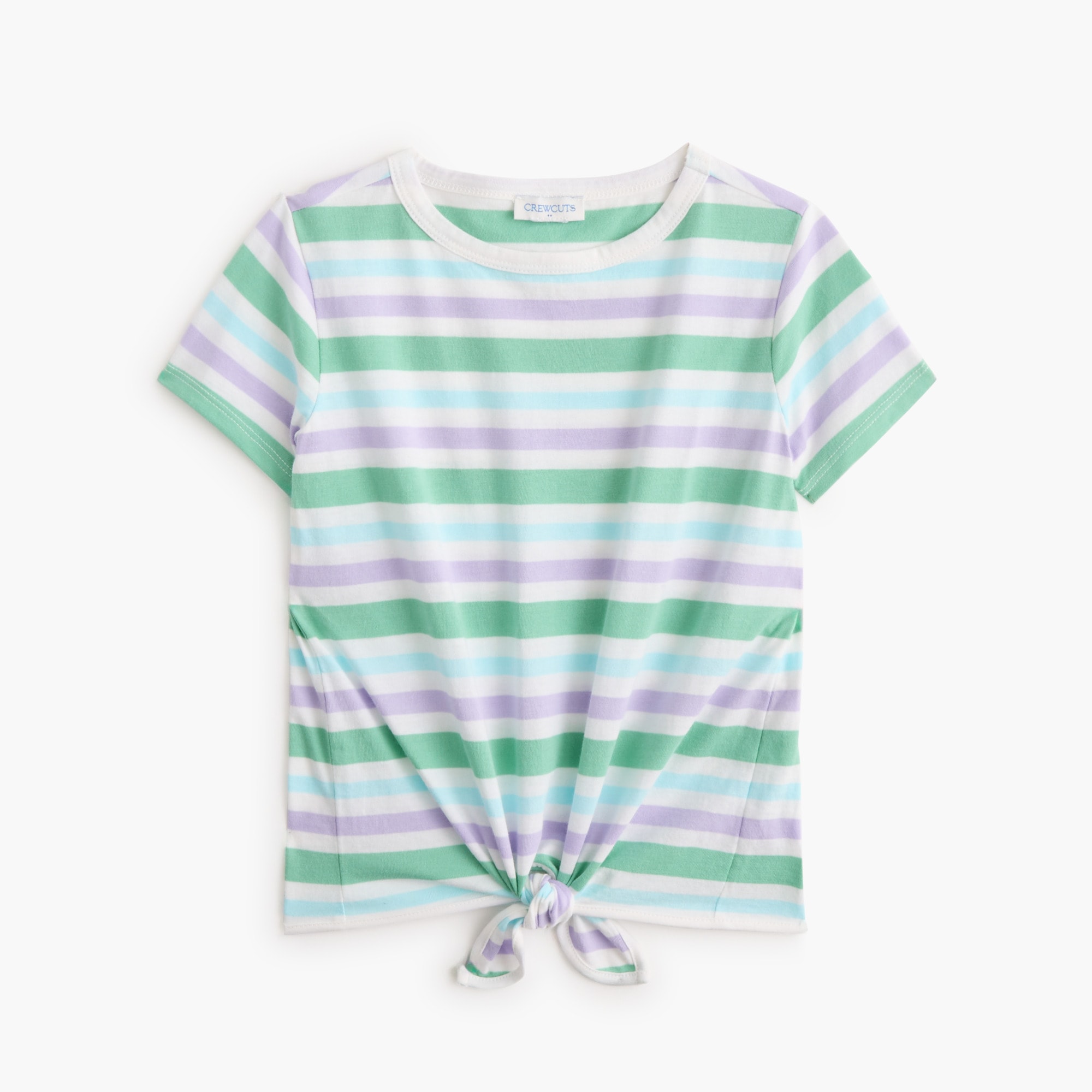 Girls' striped tie-front tee